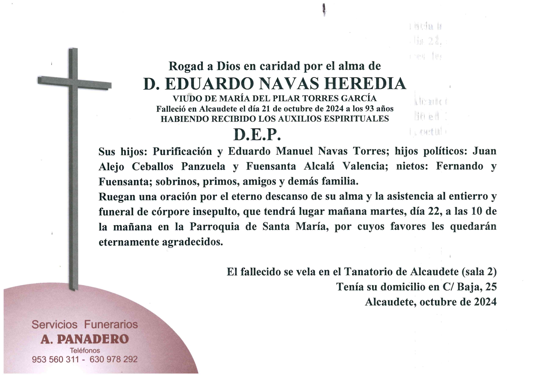 ENTIERRO DE D. EDUARDO NAVAS HEREDIA