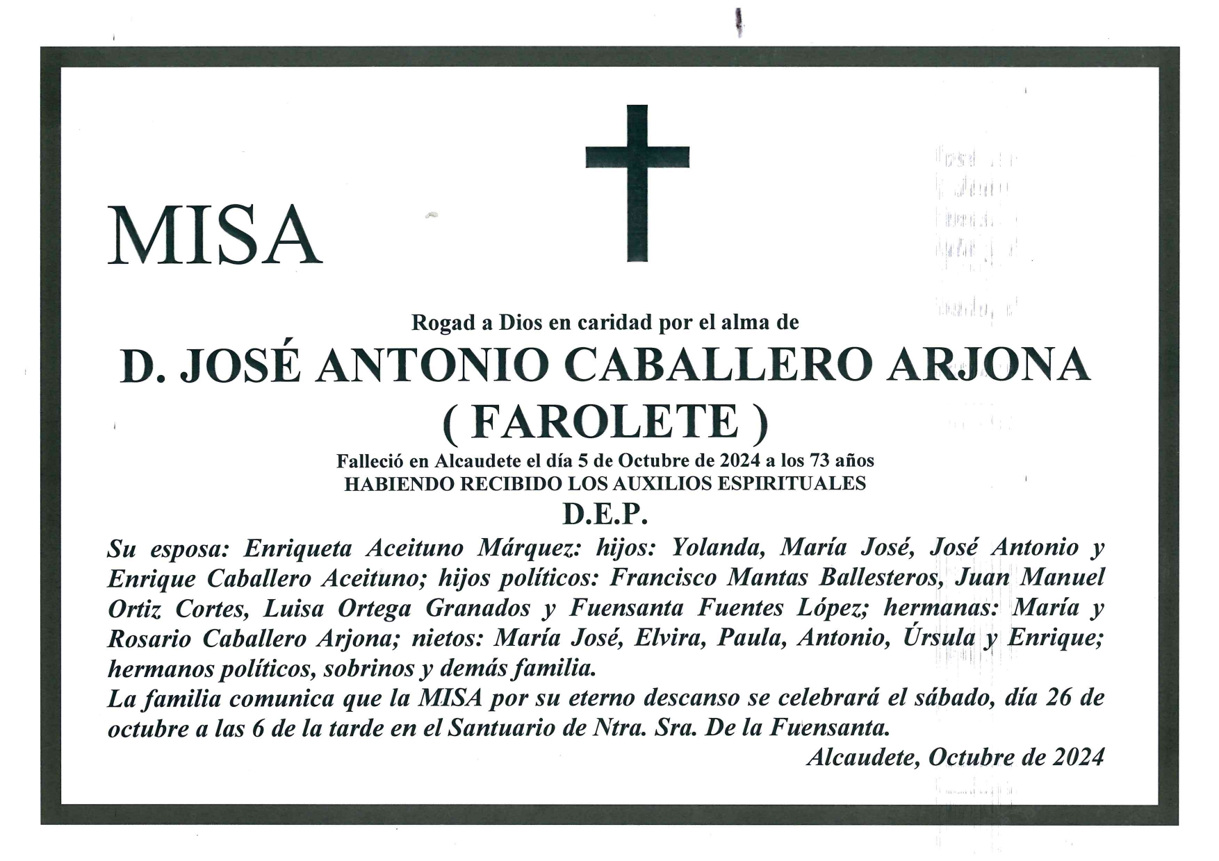 MISA DE D. JOSÉ ANTONIO CABALLERO ARJONA