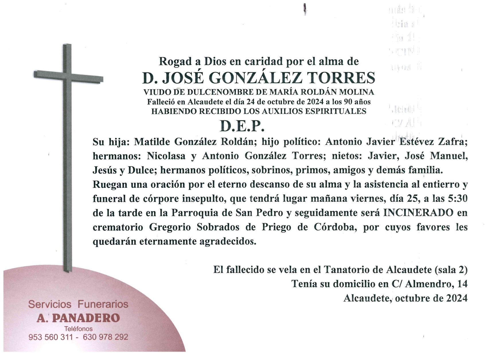 ENTIERRO DE D. JOSE GONZÁLEZ TORRES