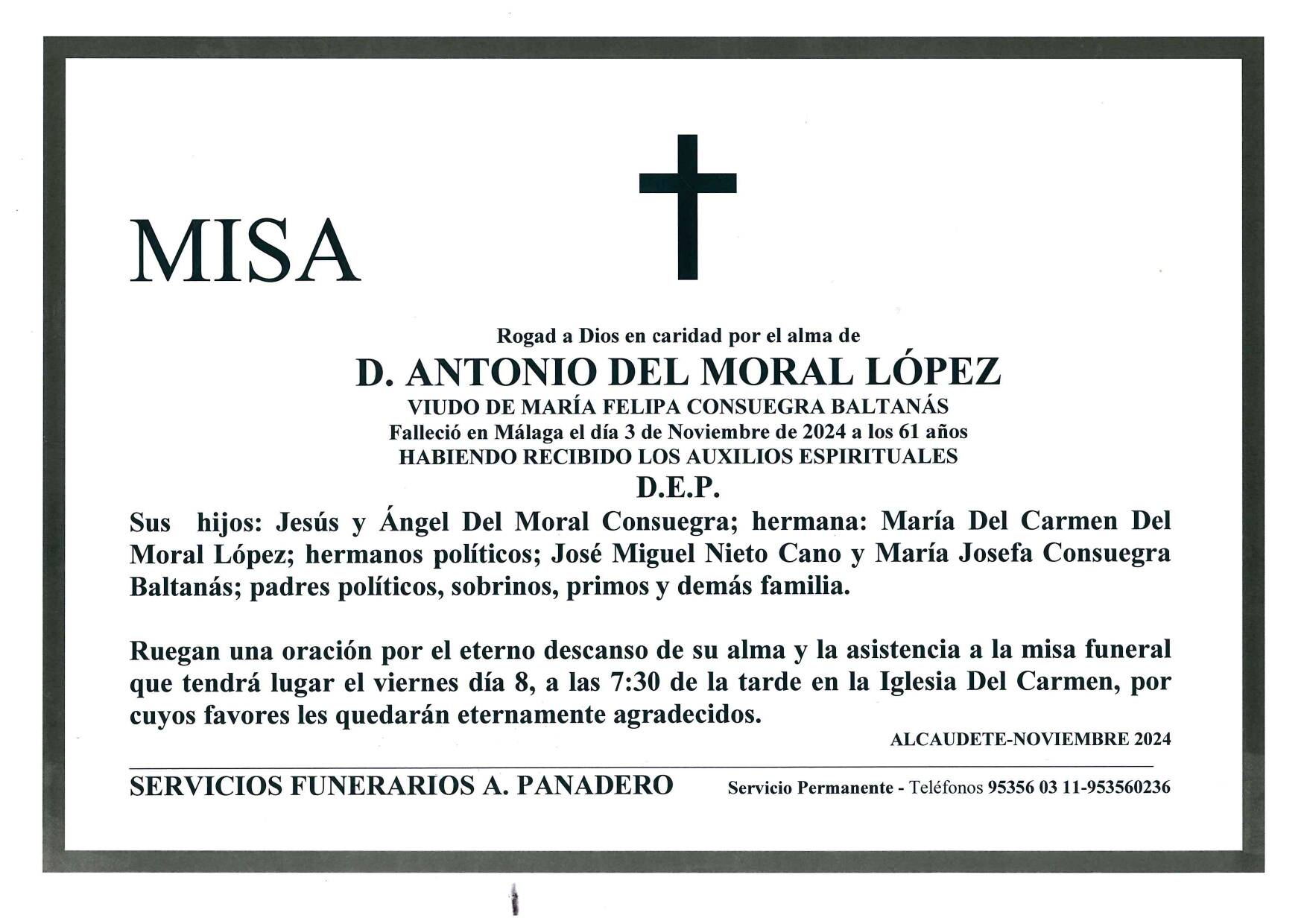 MISA FUNERAL DE D. ANTONIO DEL MORAL LÓPEZ