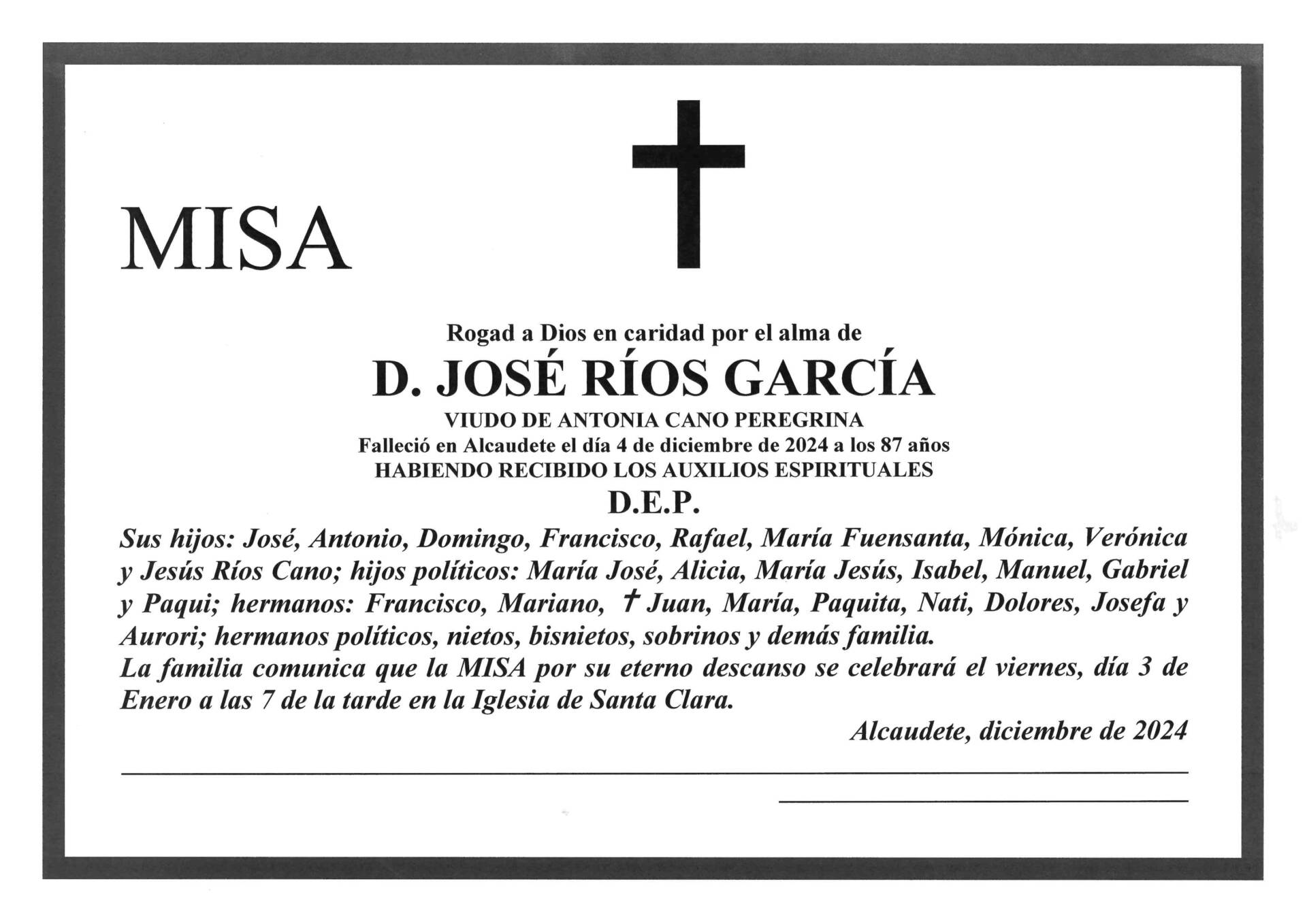 MISA DE D. JOSE RÍOS GARCÍA