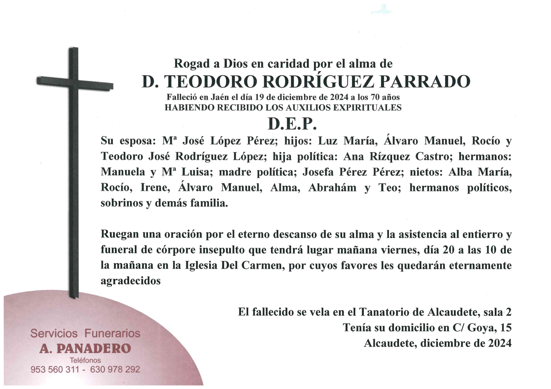 ENTIERRO DE D. TEODORO RODRÍGUEZ PARRADO