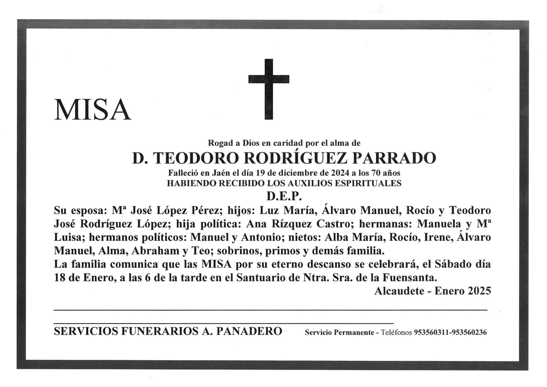 MISA DE D. TEODORO RODRÍGUEZ OARRADO