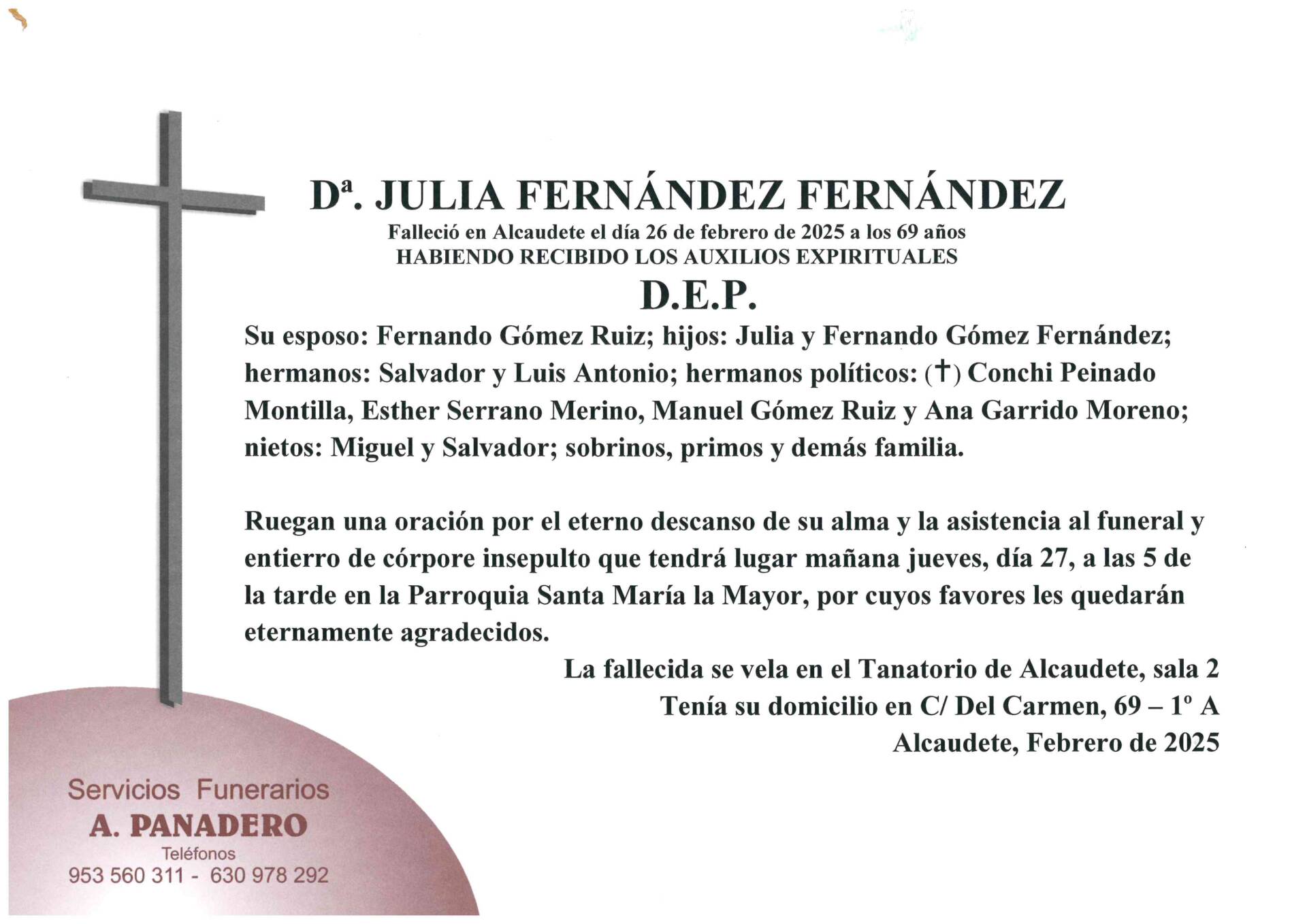 Entierro de Dª Julia Fernández Fernández