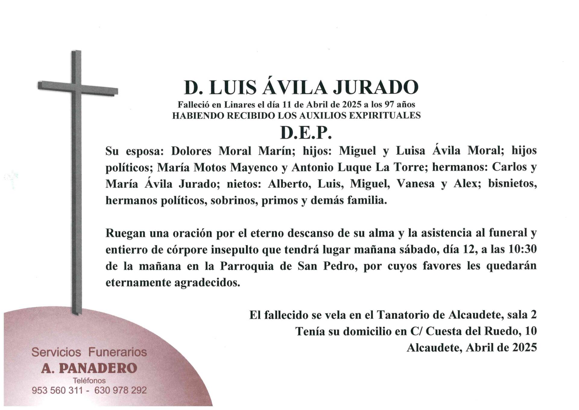 Entierro de D. Luis Ávila Jurado