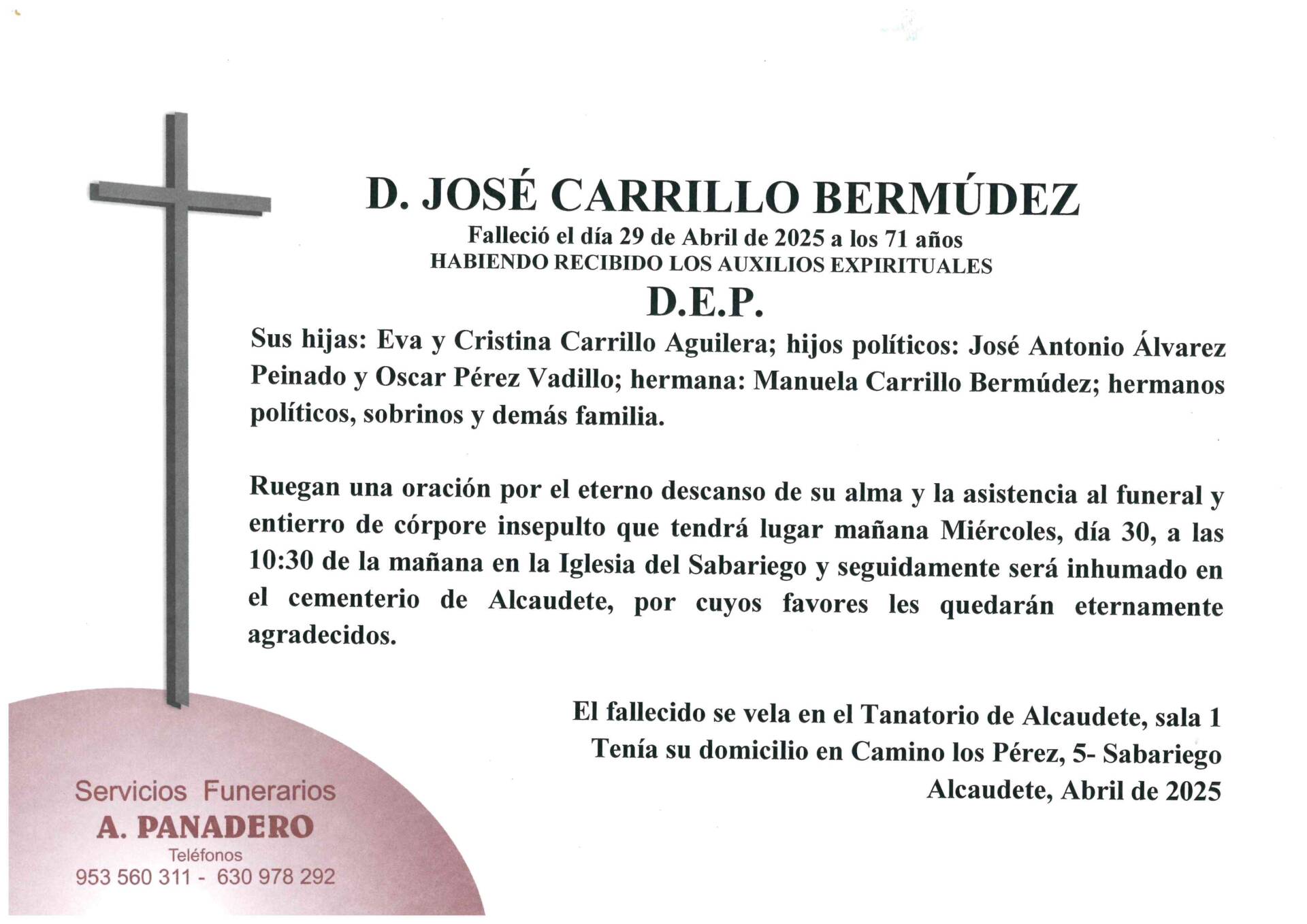 Entierro de D. José Carrillo Bermúdez