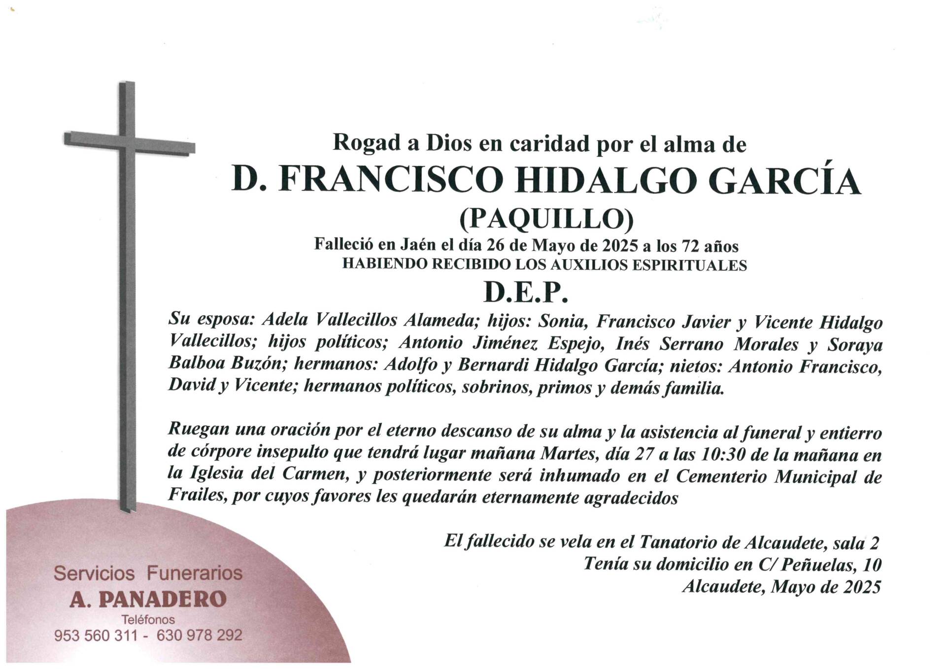 Entierro de D. Francisco Hidalgo García