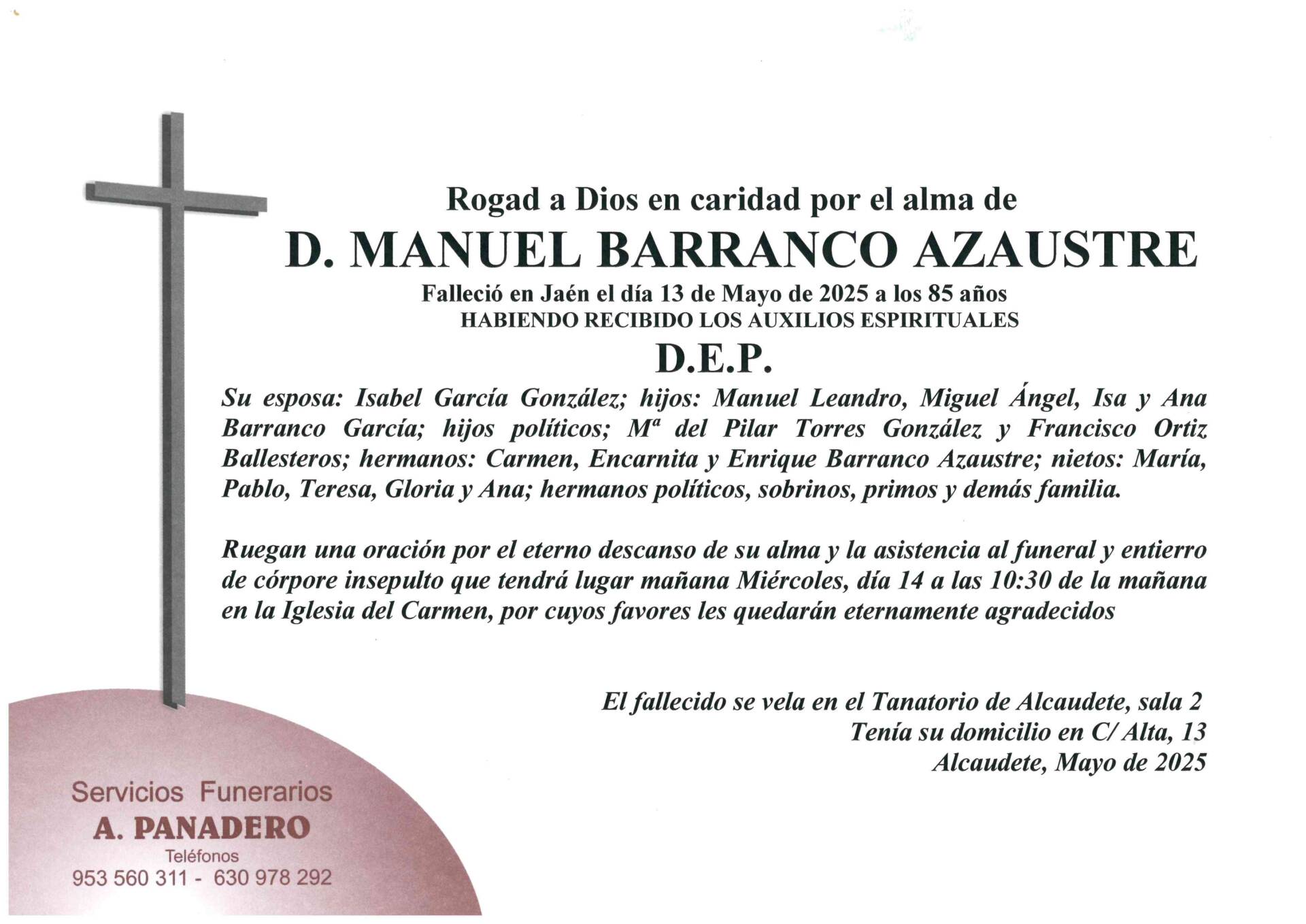 Entierro de D. Manuel Barranco Azaustre