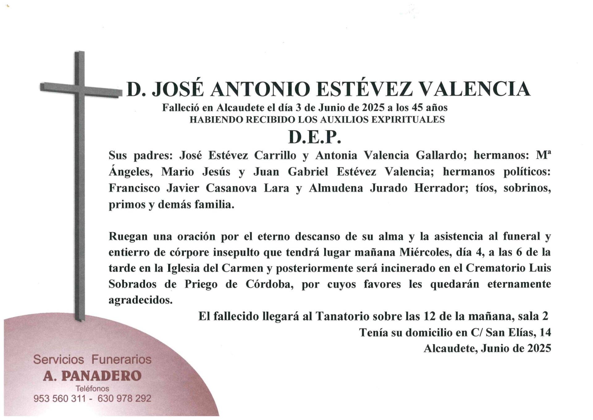 Entierro de D. José Antonio Estévez Valencia