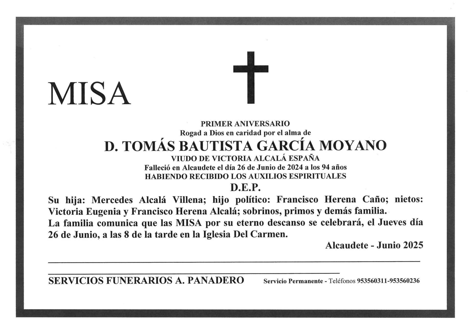 Misa de D. Tomás Bautista García Moyano