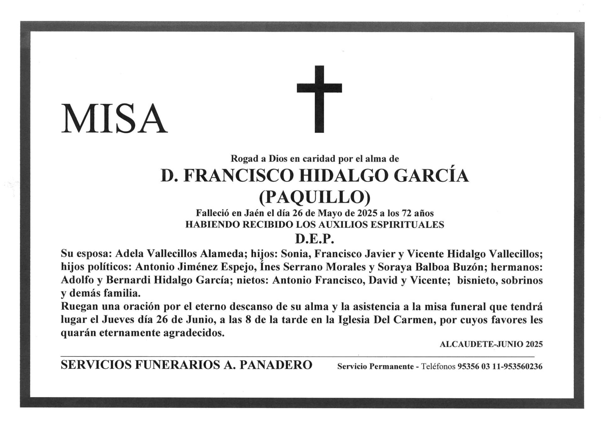 Misa de D. Francisco Hidalgo García ( Paquillo )