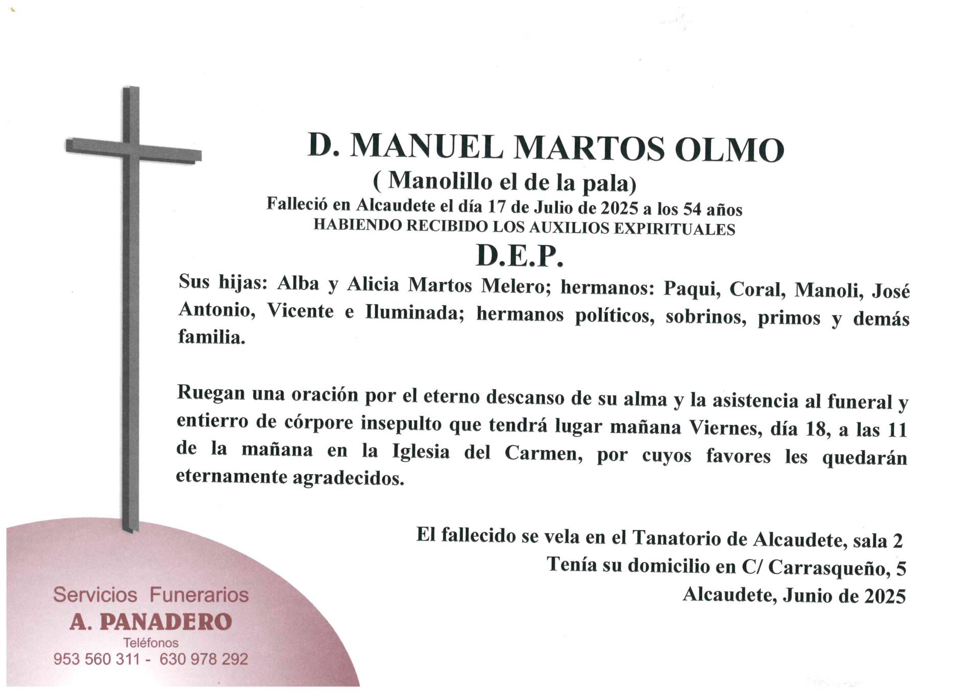 Entierro de D. Manuel Martos Olmo