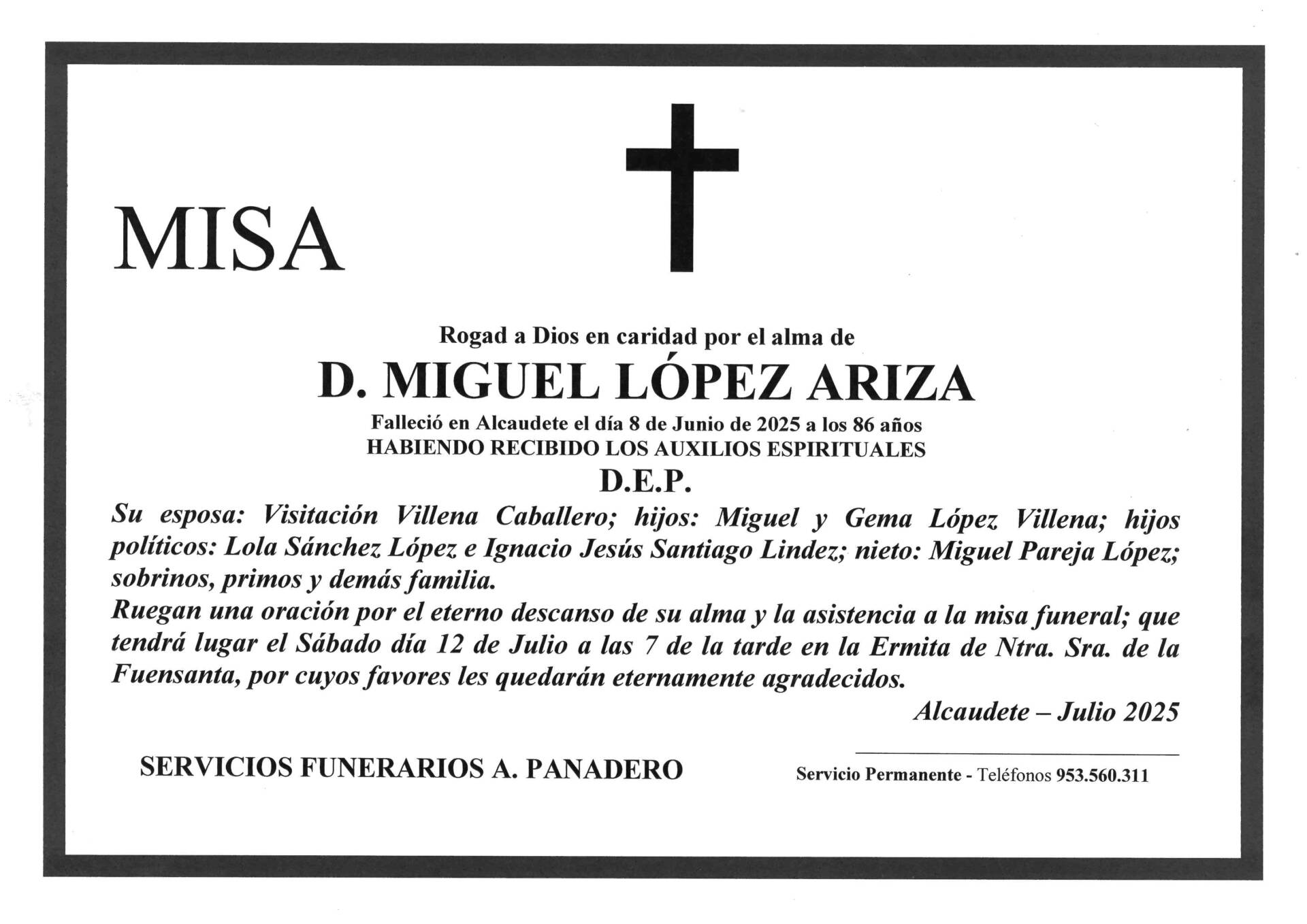 Misa de D. Miguel López Ariza