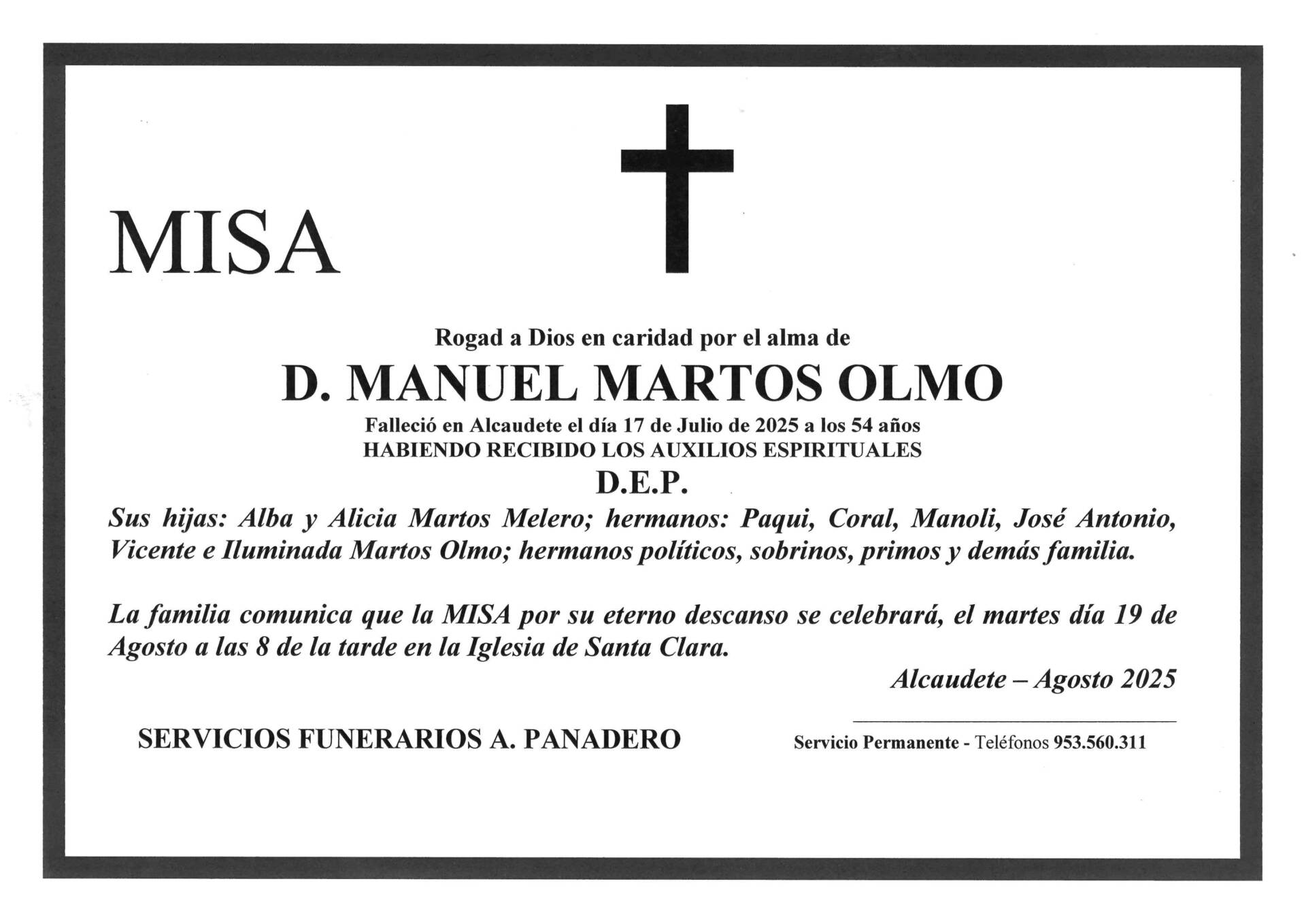 Misa de D. Manuel Martos Olmo
