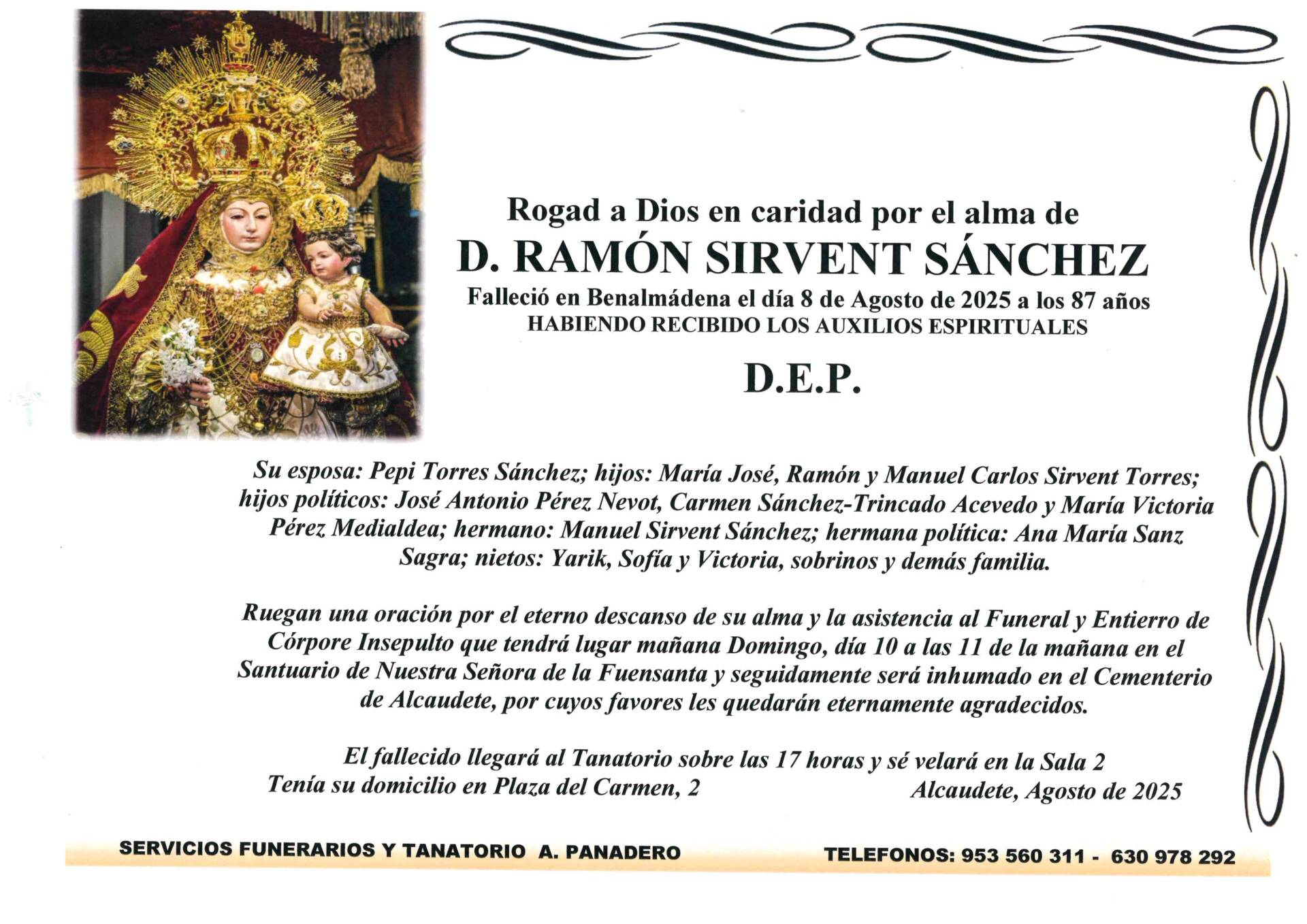 ENTIERRO DE D. RAMÓN SIRVENT SÁNCHEZ