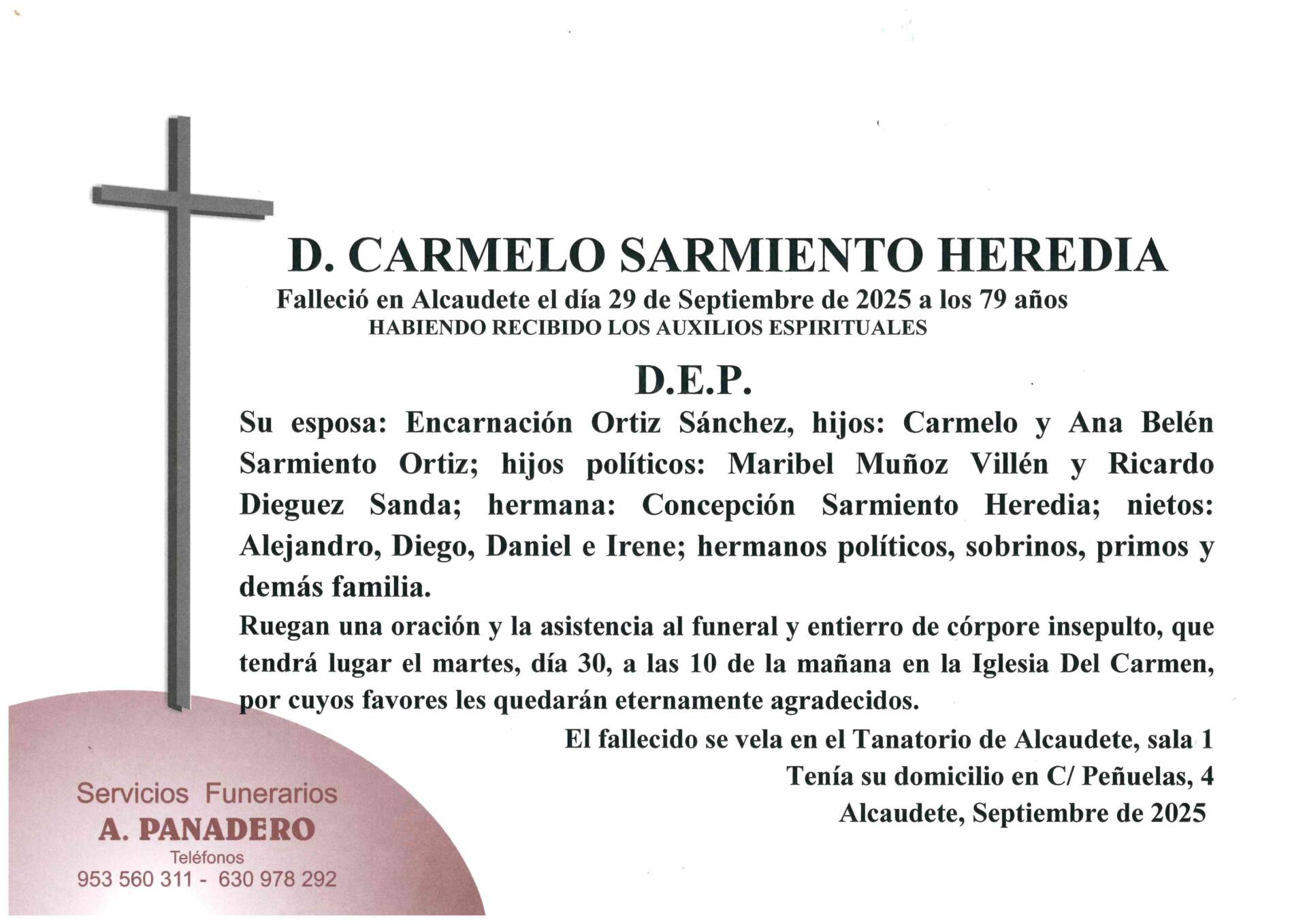 ENTIERRO DE D. CARMELO SARMIENTO HEREDIA