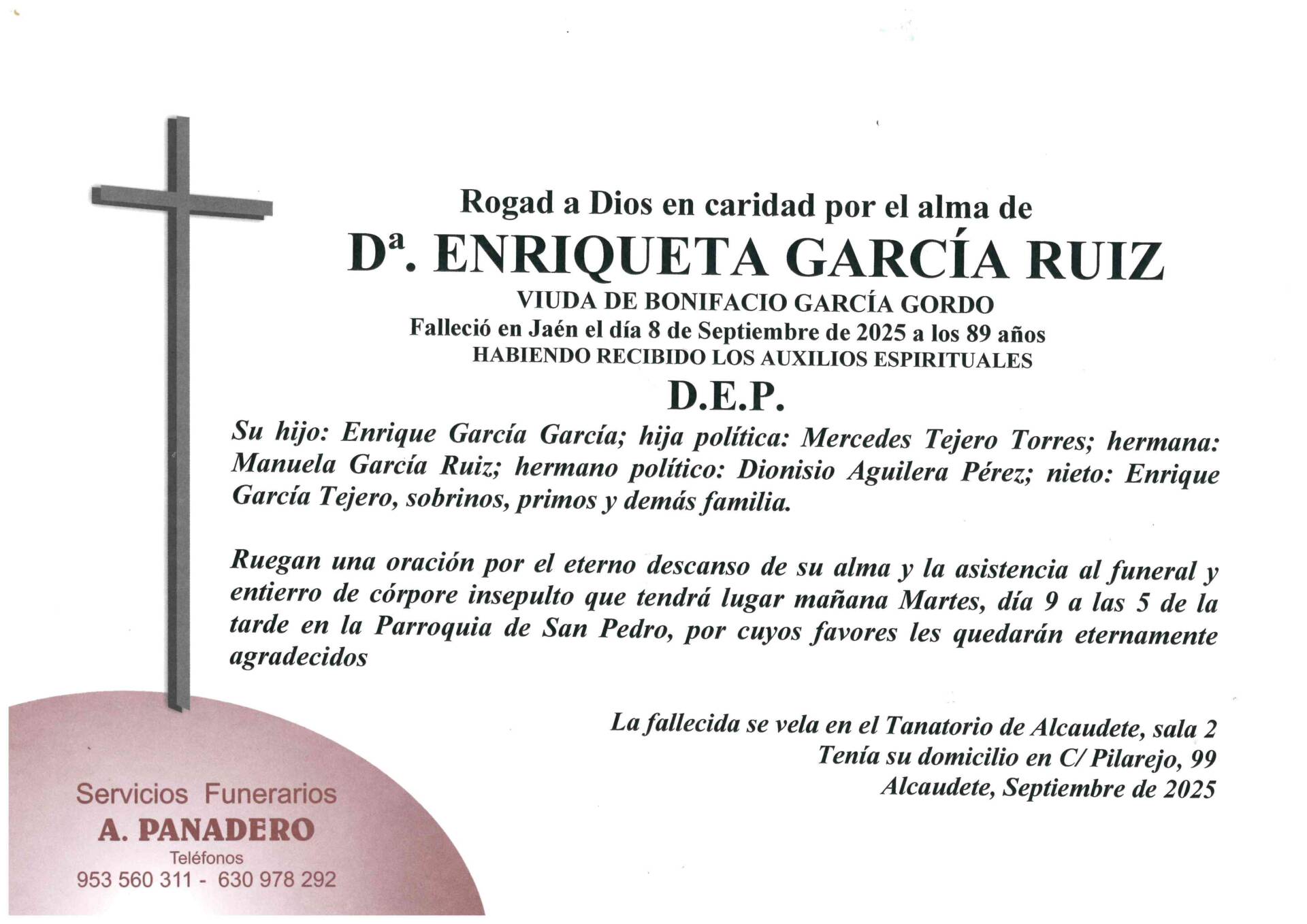 Entierro de Dª Enriqueta García Ruiz
