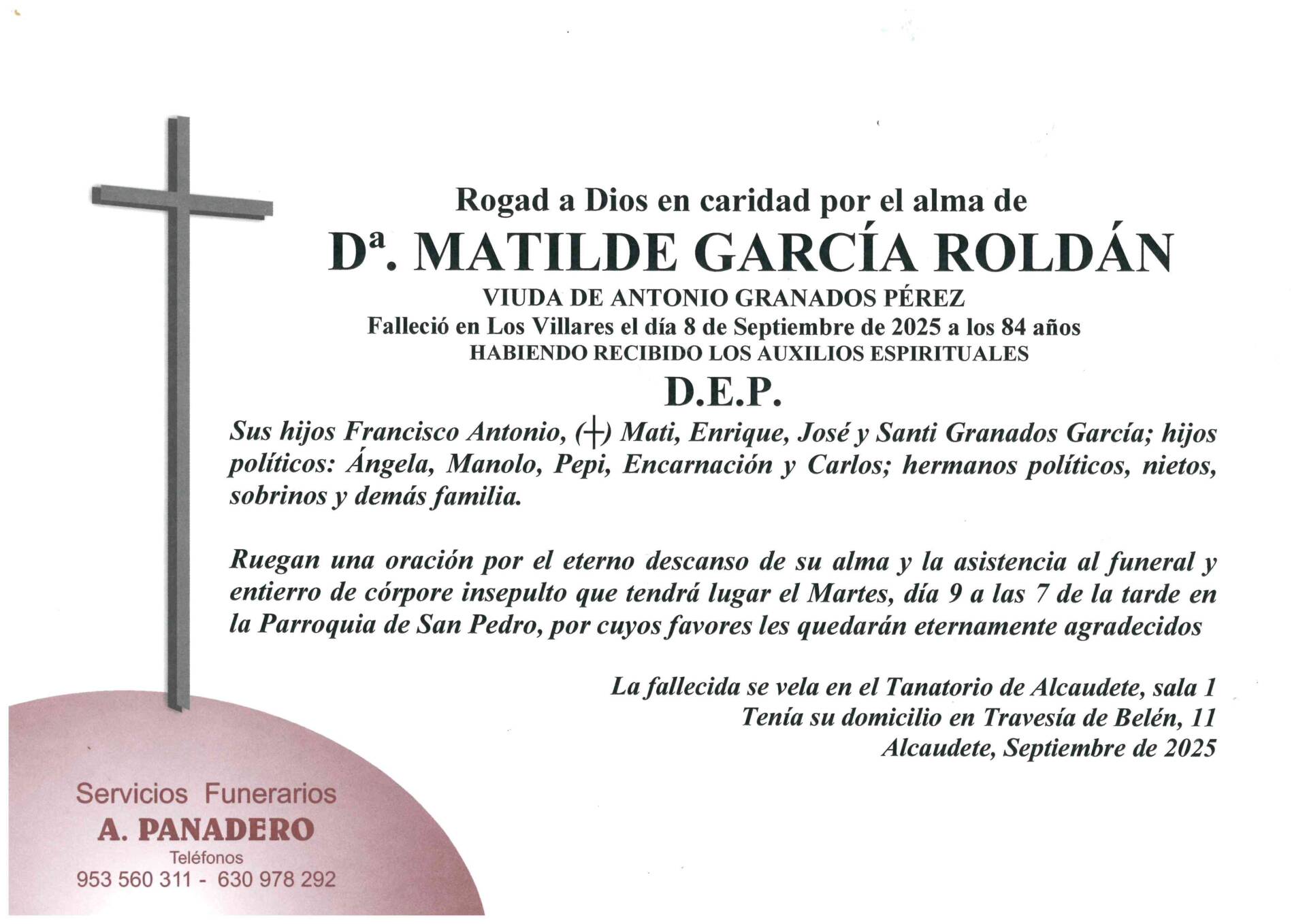 Entierro de Dª Matilde García Roldán