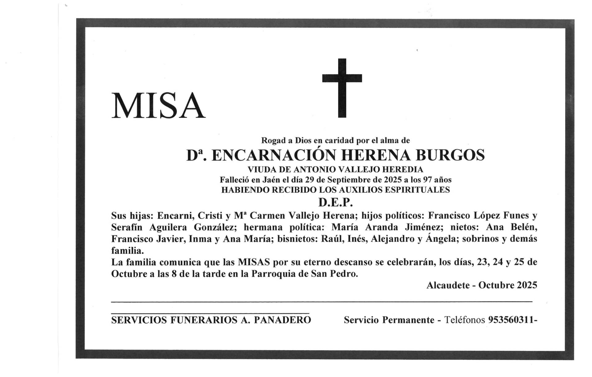 Misa de Dª Encarnación Herena Burgos