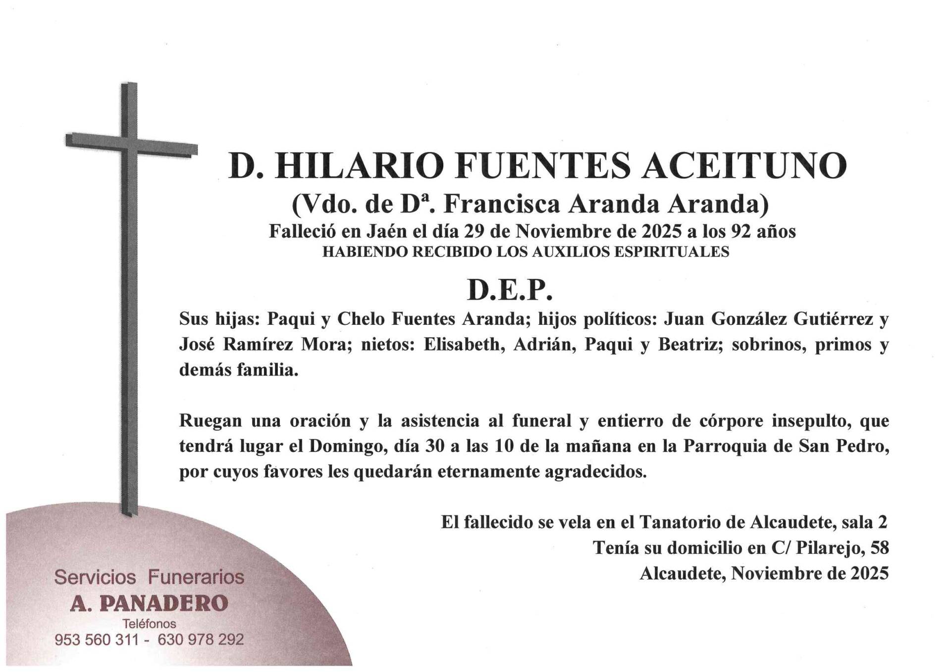 Entierro de D. Hilario Fuentes Aceituno