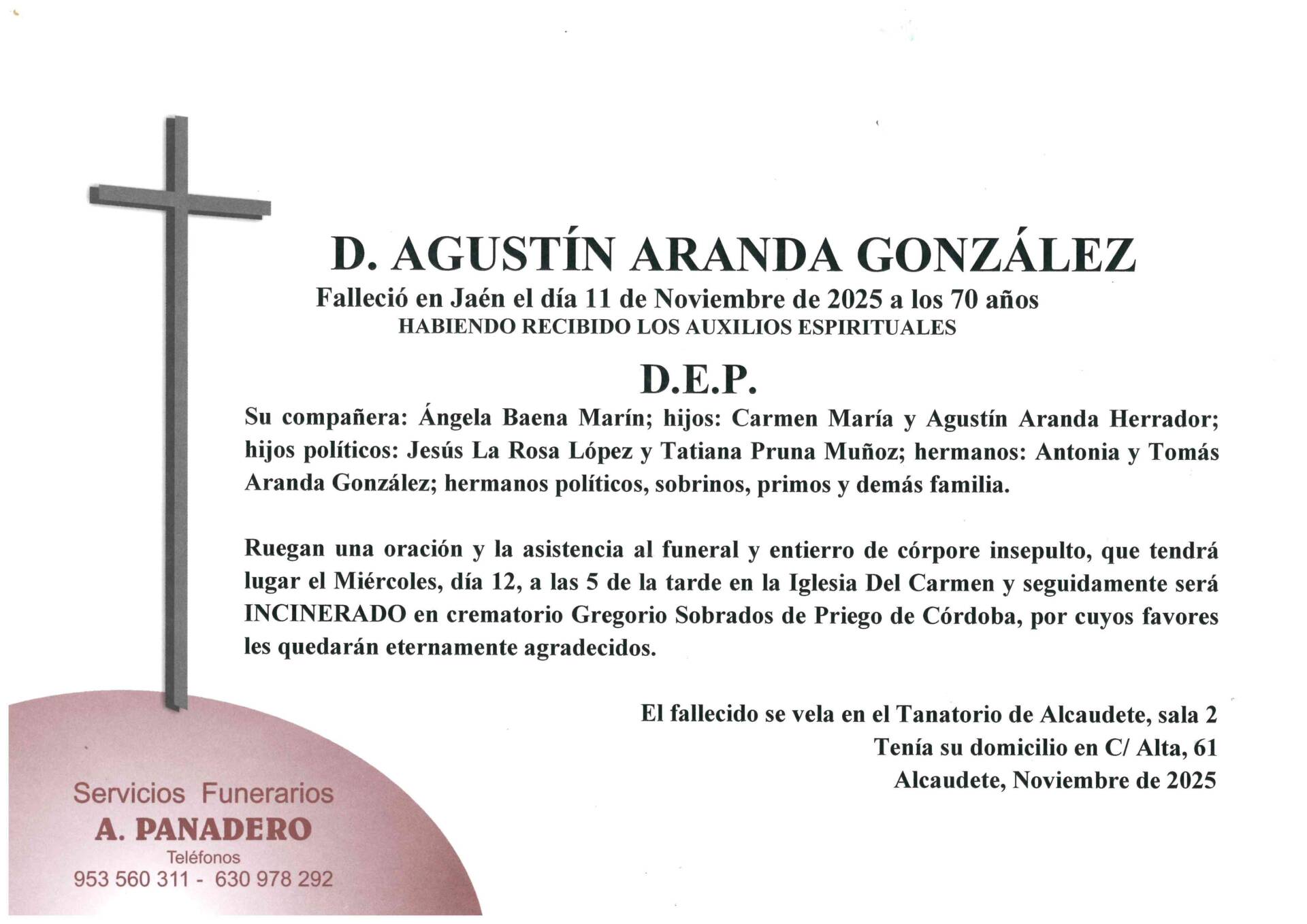 Entierro de D. Agustín Aranda González