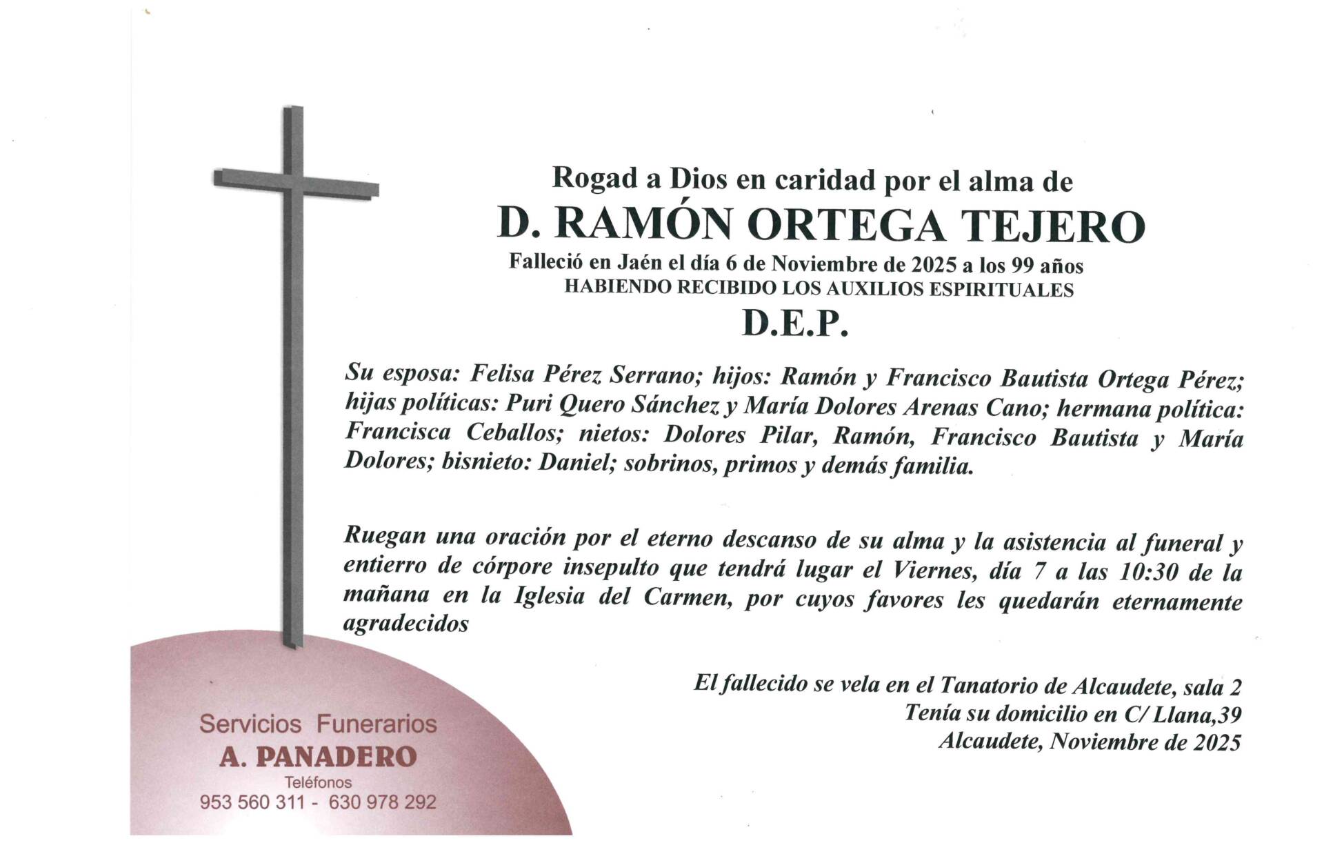 Entierro de D. Ramón Ortega Tejero