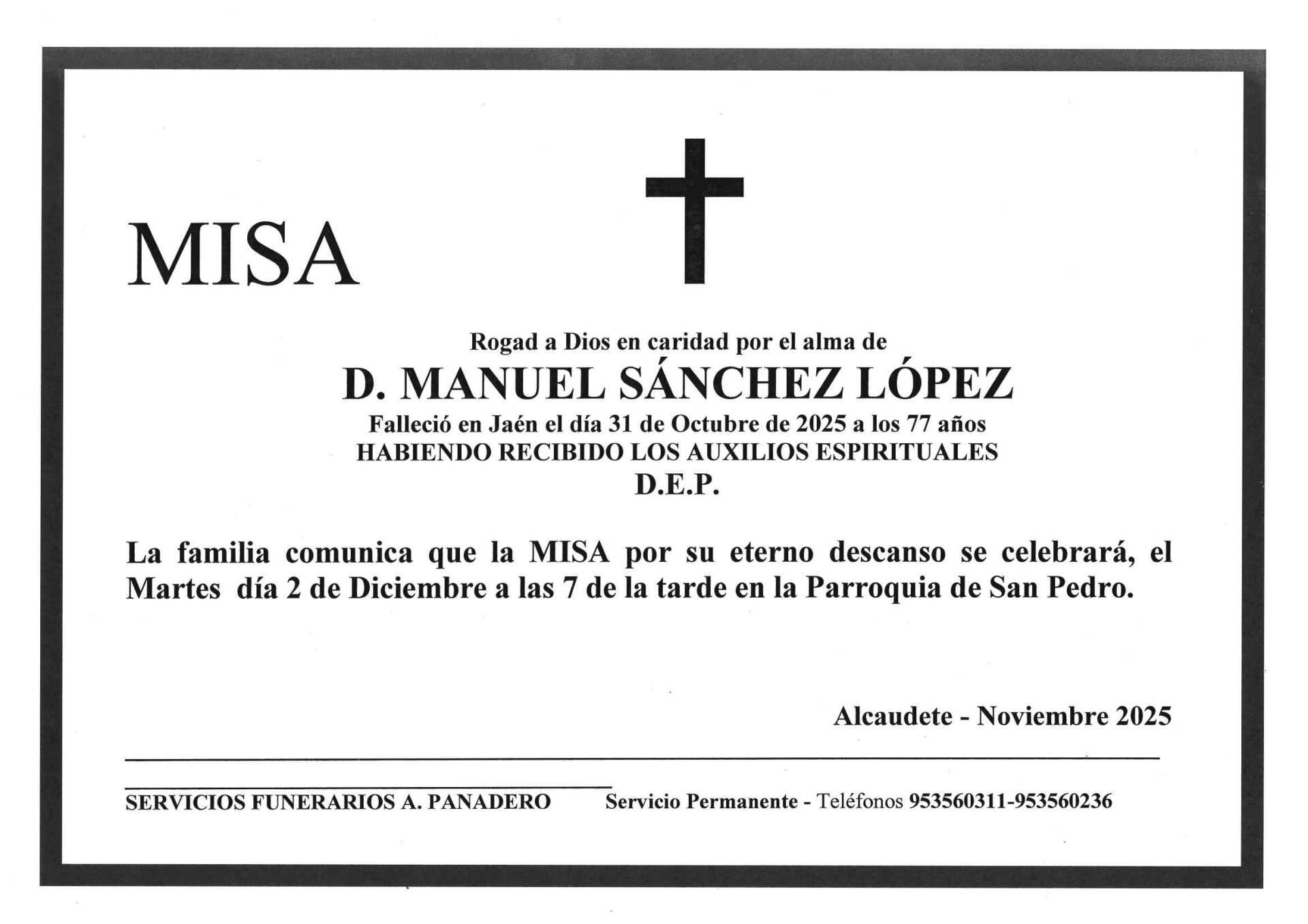 MISA DE D. MANUEL SÁNCHEZ LOPEZ