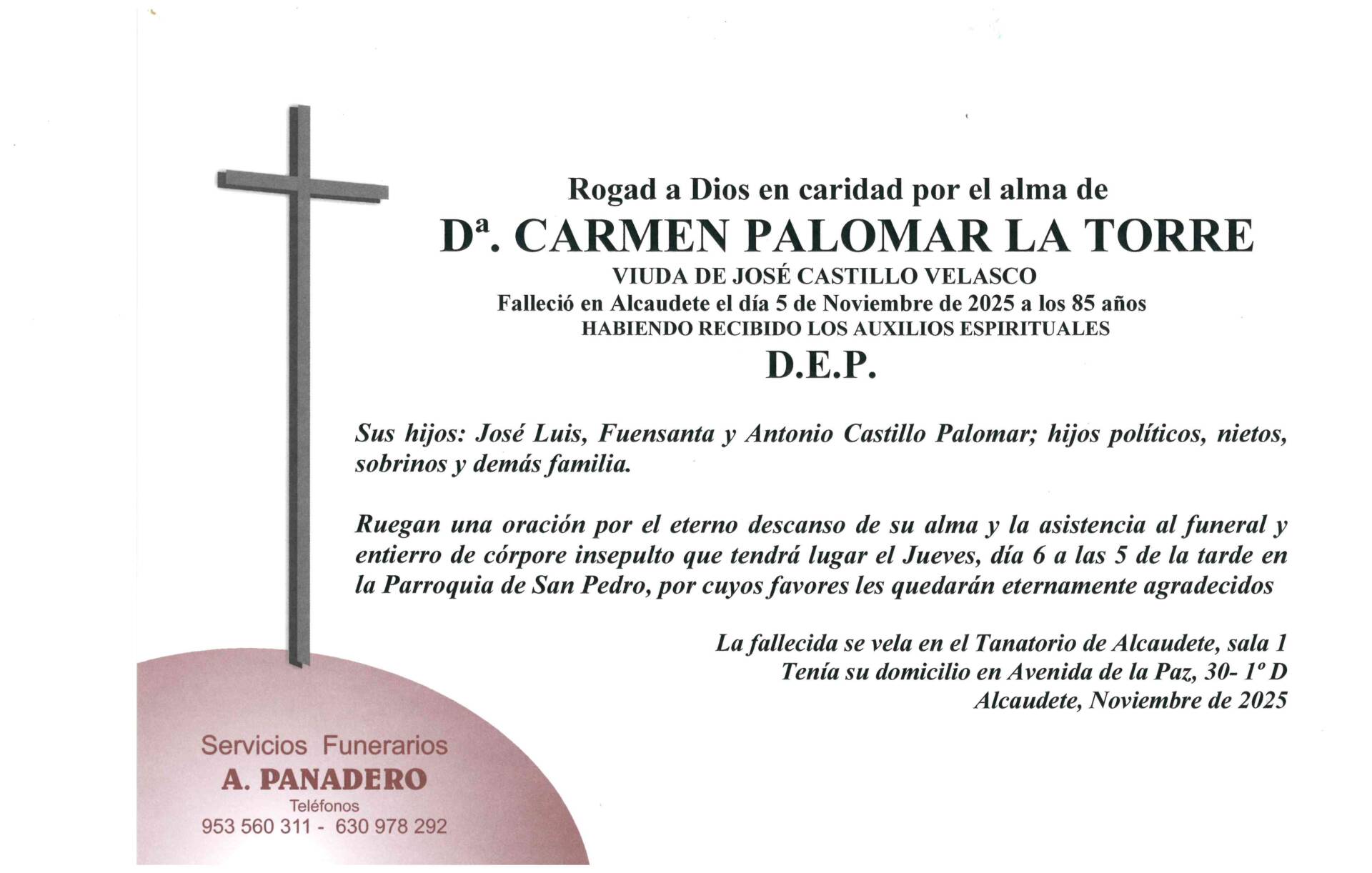 Entierro de  Dª Carmen Palomar La Torre