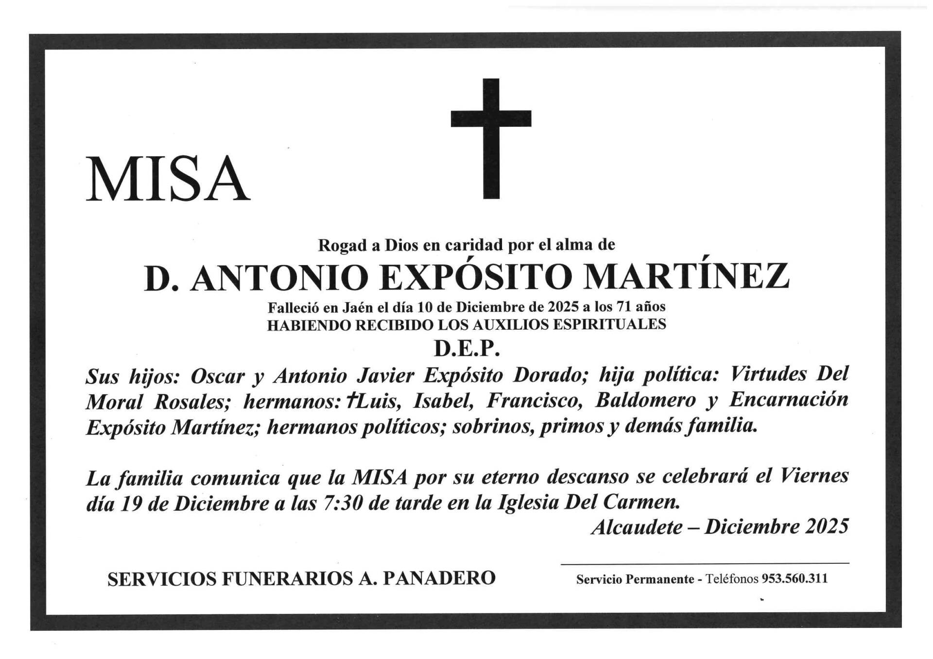 Misa de D. Antonio Expósito Martínez