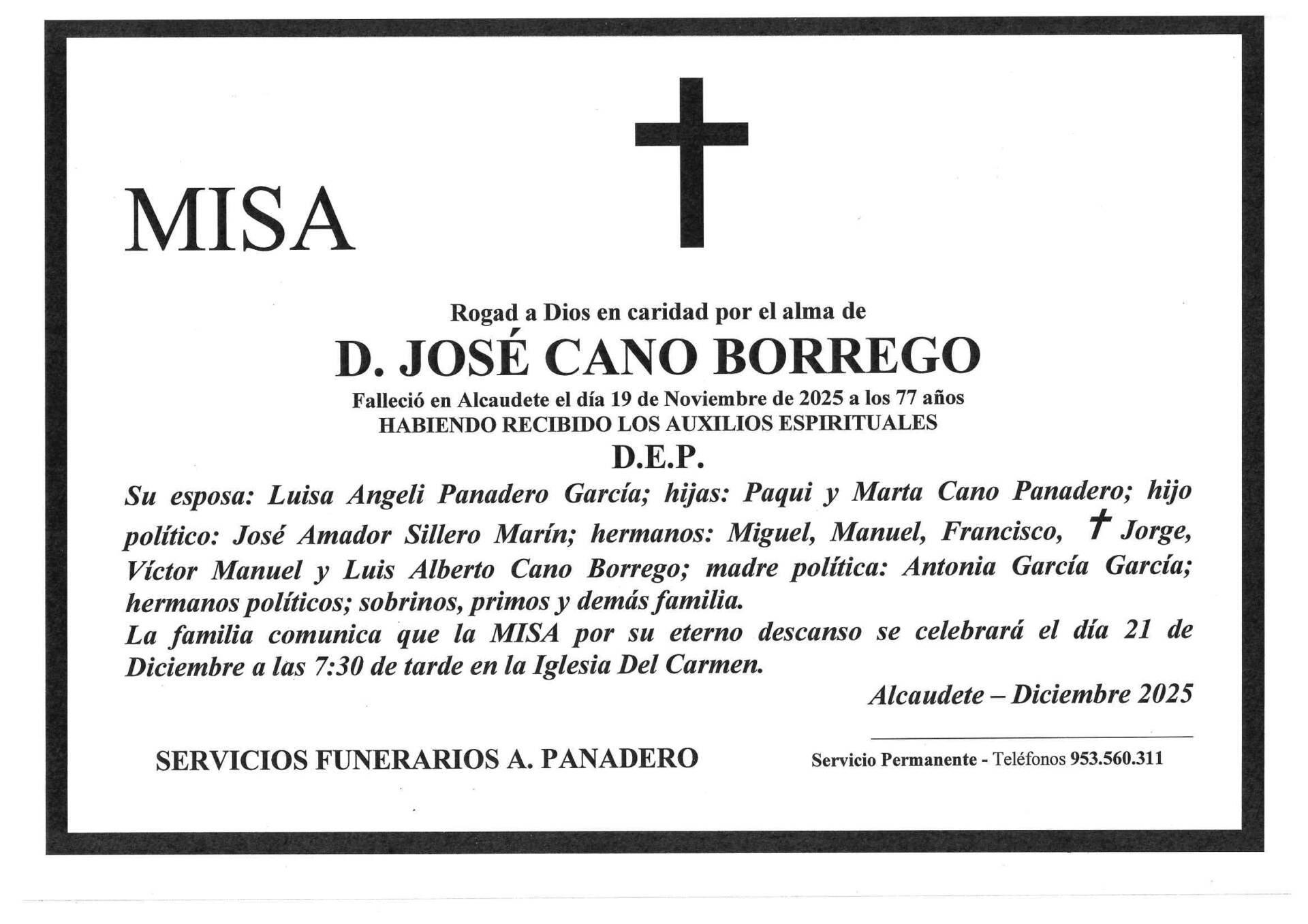 Misa de D. José Cano Borrego