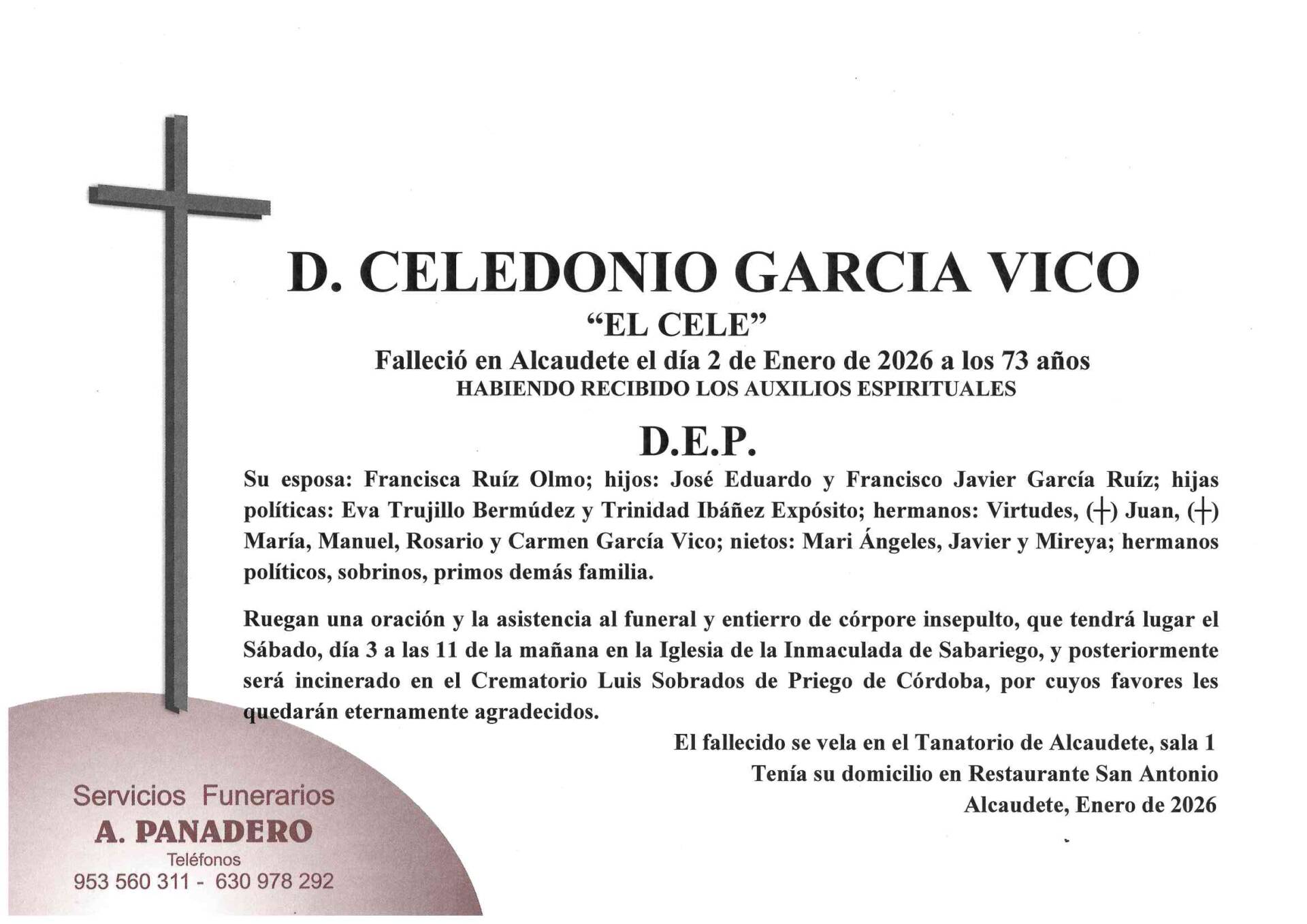 ENTIERRO DE D. CELEDONIO GARCIA VICO