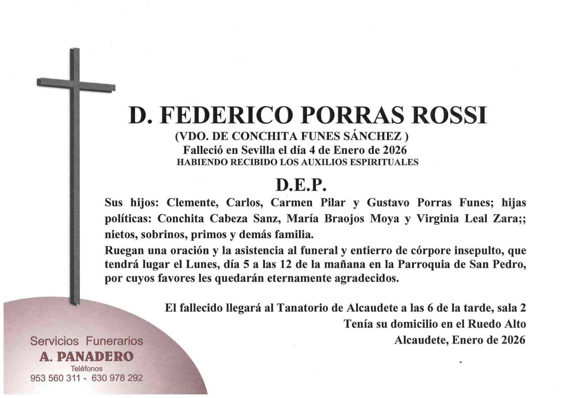 ENTIERRO DE D. FEDERICOPORRAS ROSSI