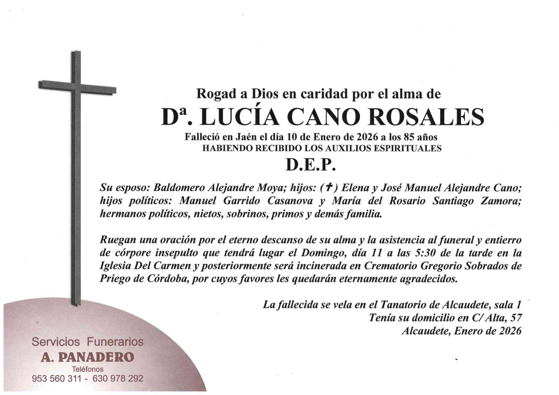 Entierro de Dª Lucía Cano Rosales