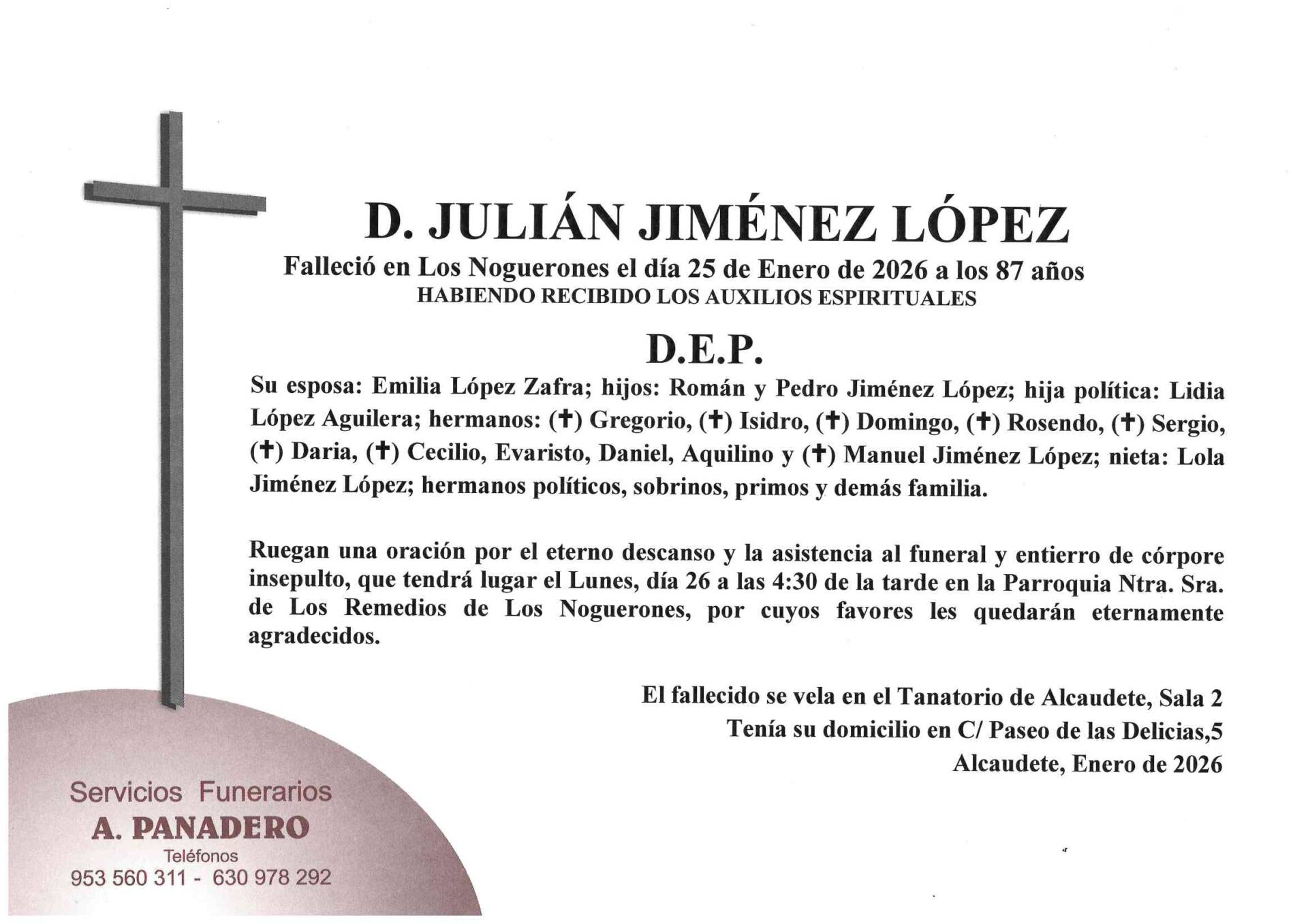 ENTIERRO DE D. JULIÁN JIMÉNEZ LÓPEZ
