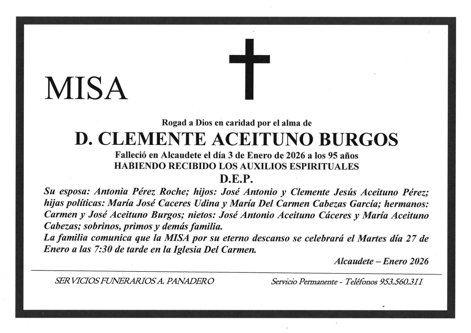 Misa de D. Clemente Aceituno Burgos