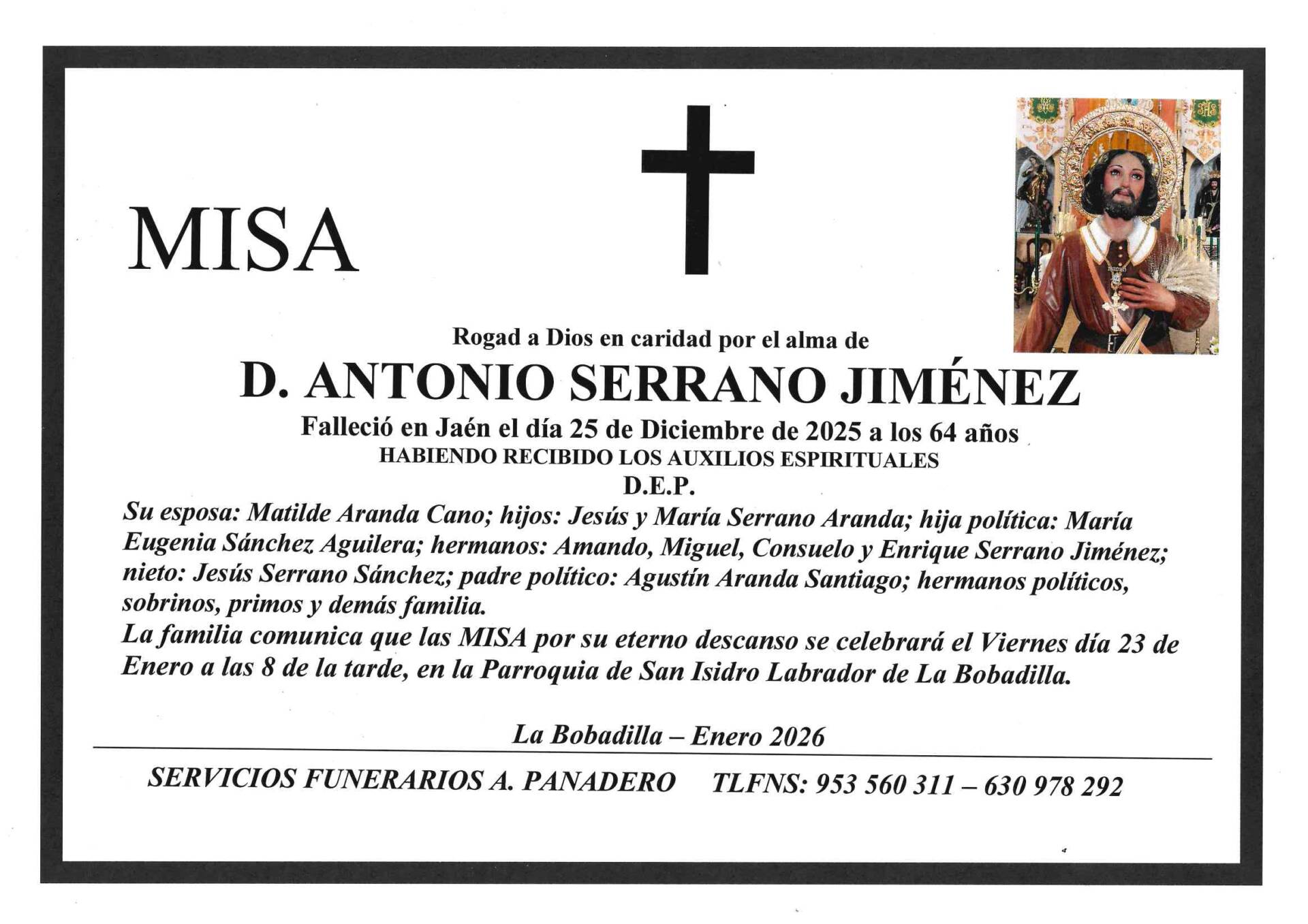 MISA DE D. ANTONIO SERRANO JIMÉNEZ