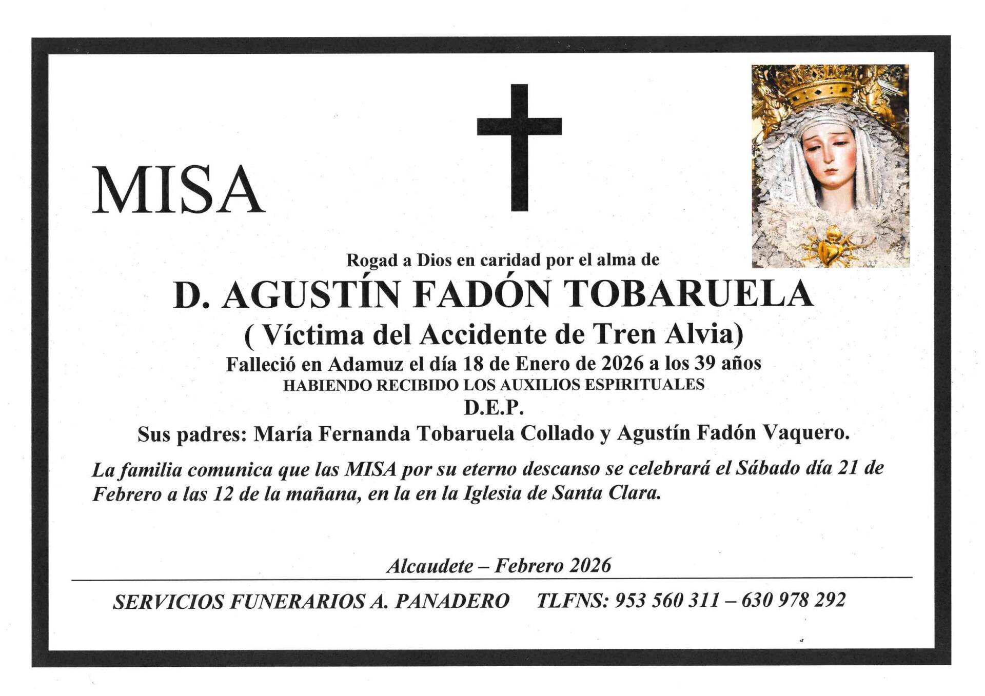 MISA DE D. AGUSTÍN FADÓN TOBARUELA