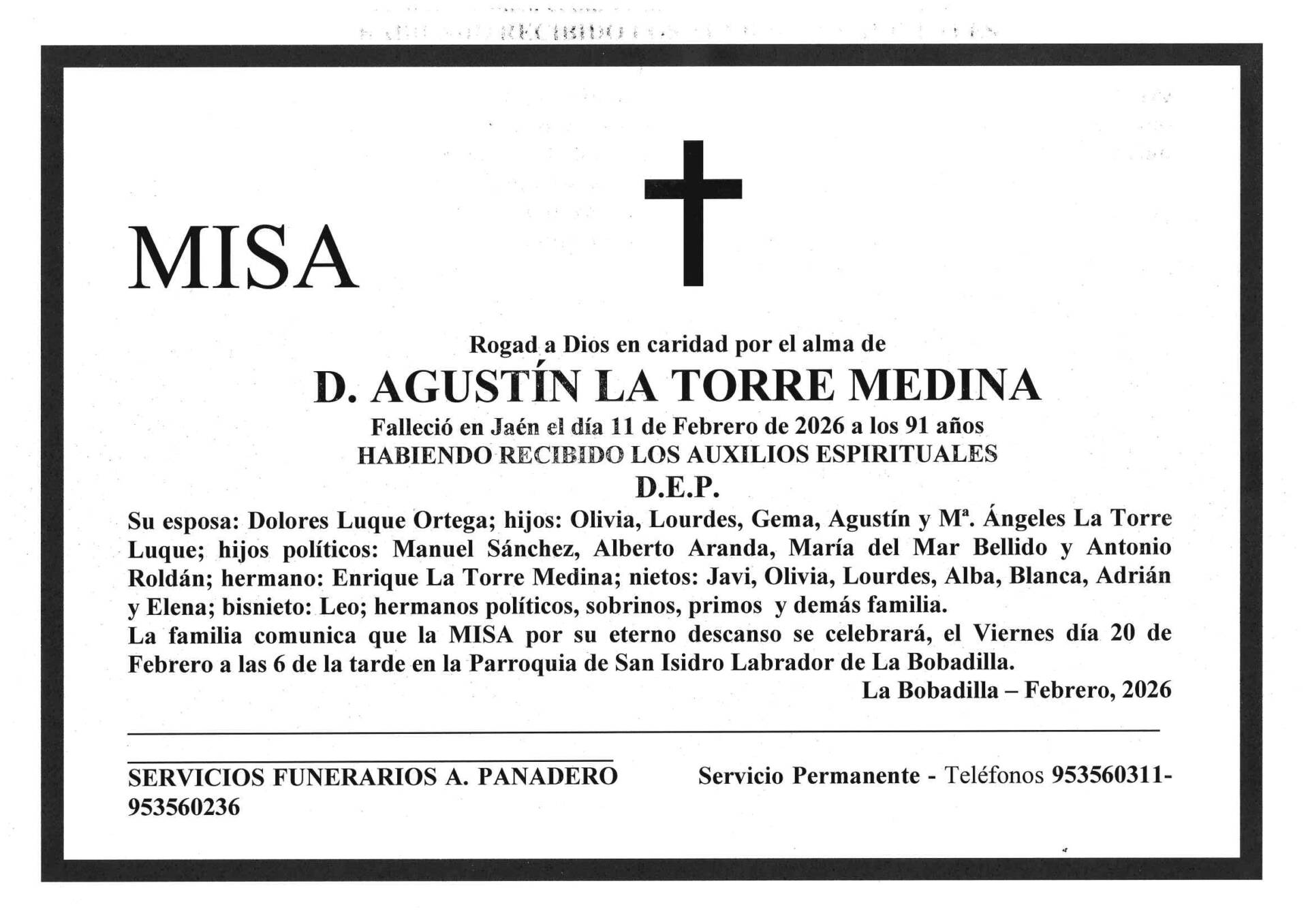 Misa de D. Agustín La Torre Medina