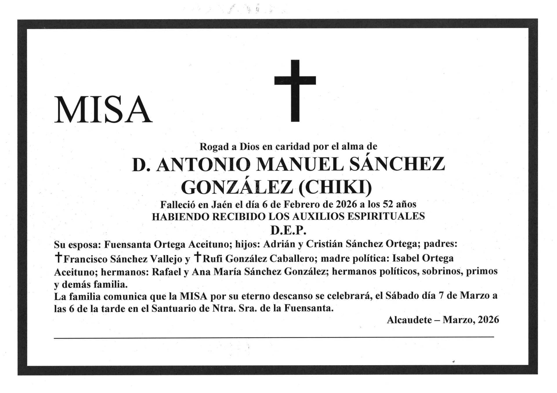 Misa de D. Antonio Manuel Sánchez González