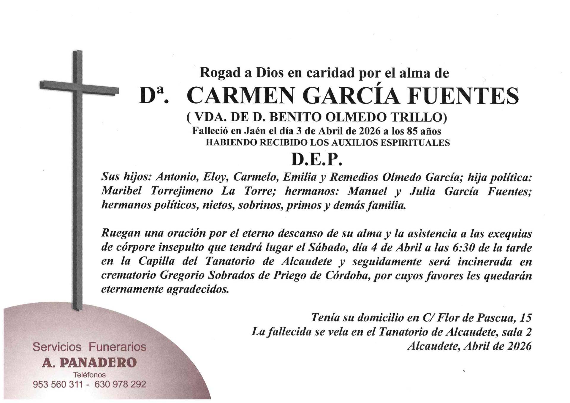 Entierro de Dª Carmen García Fuentes