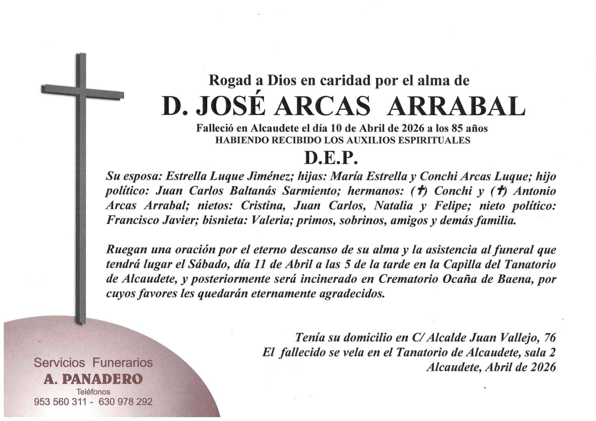 ENTIERRO DE D. JOSÉ ARCAS ARRABAL