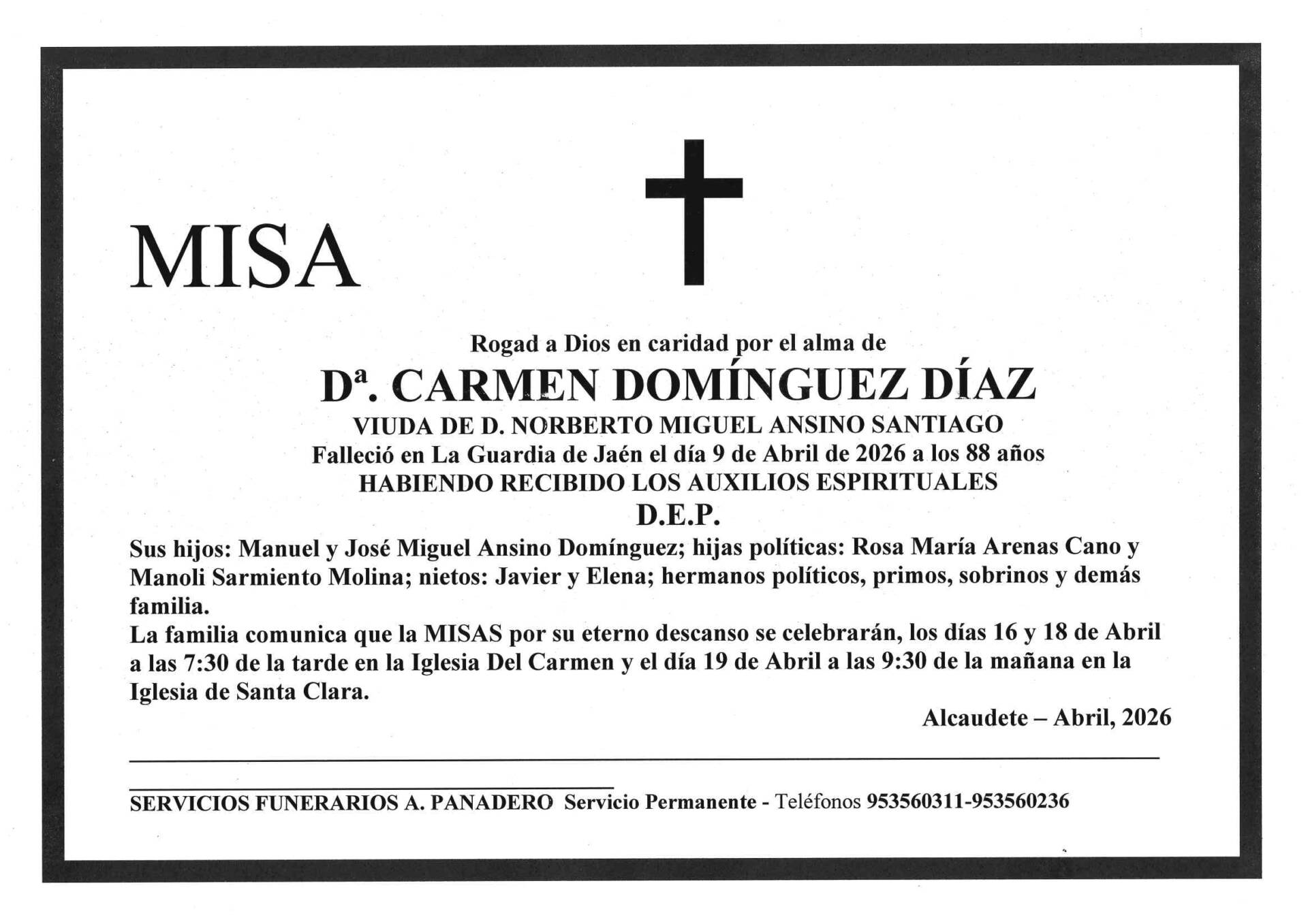 Misa de Dª Carmen Domínguez Díaz