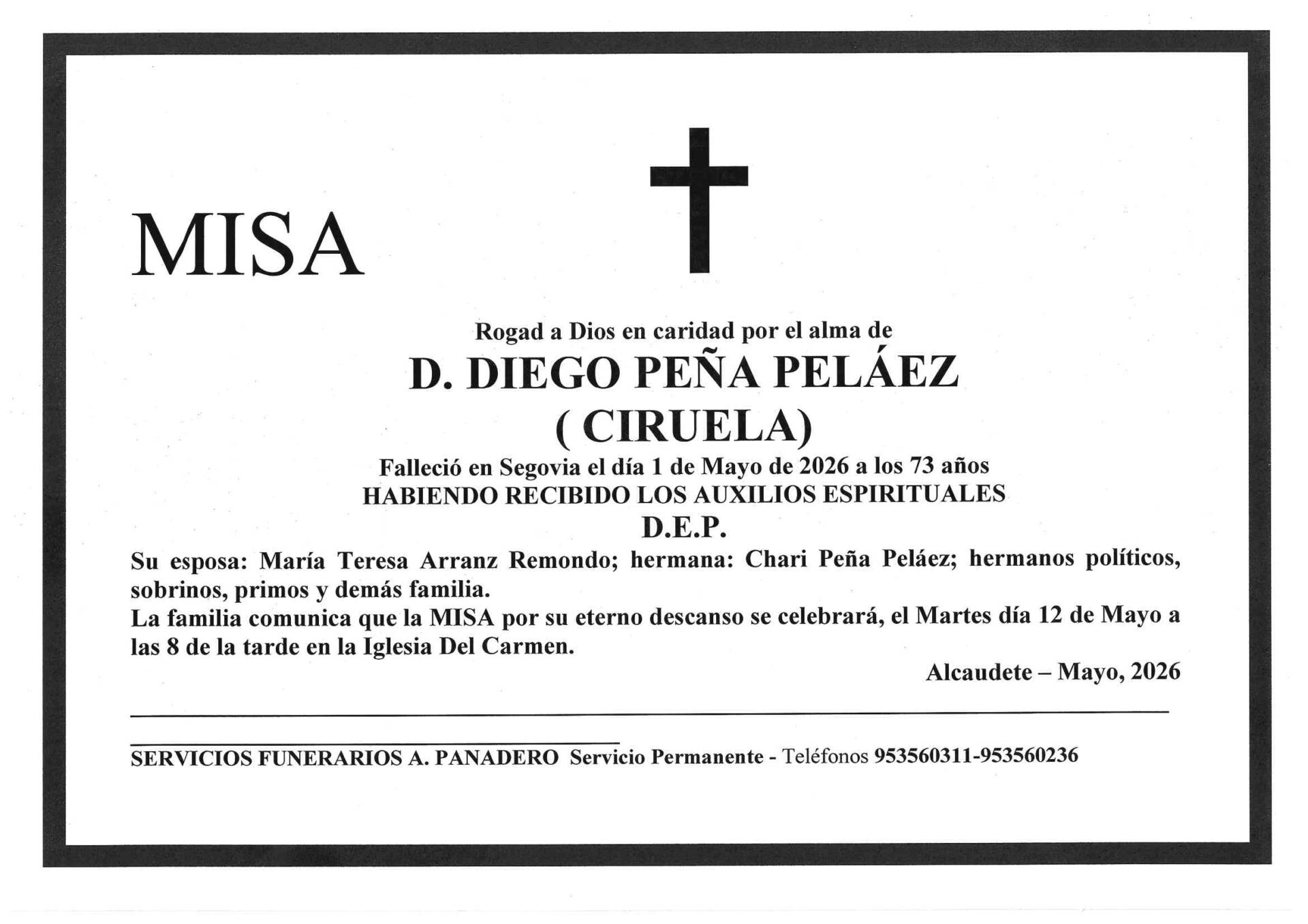 Misa de D. Diego Peña Peláez