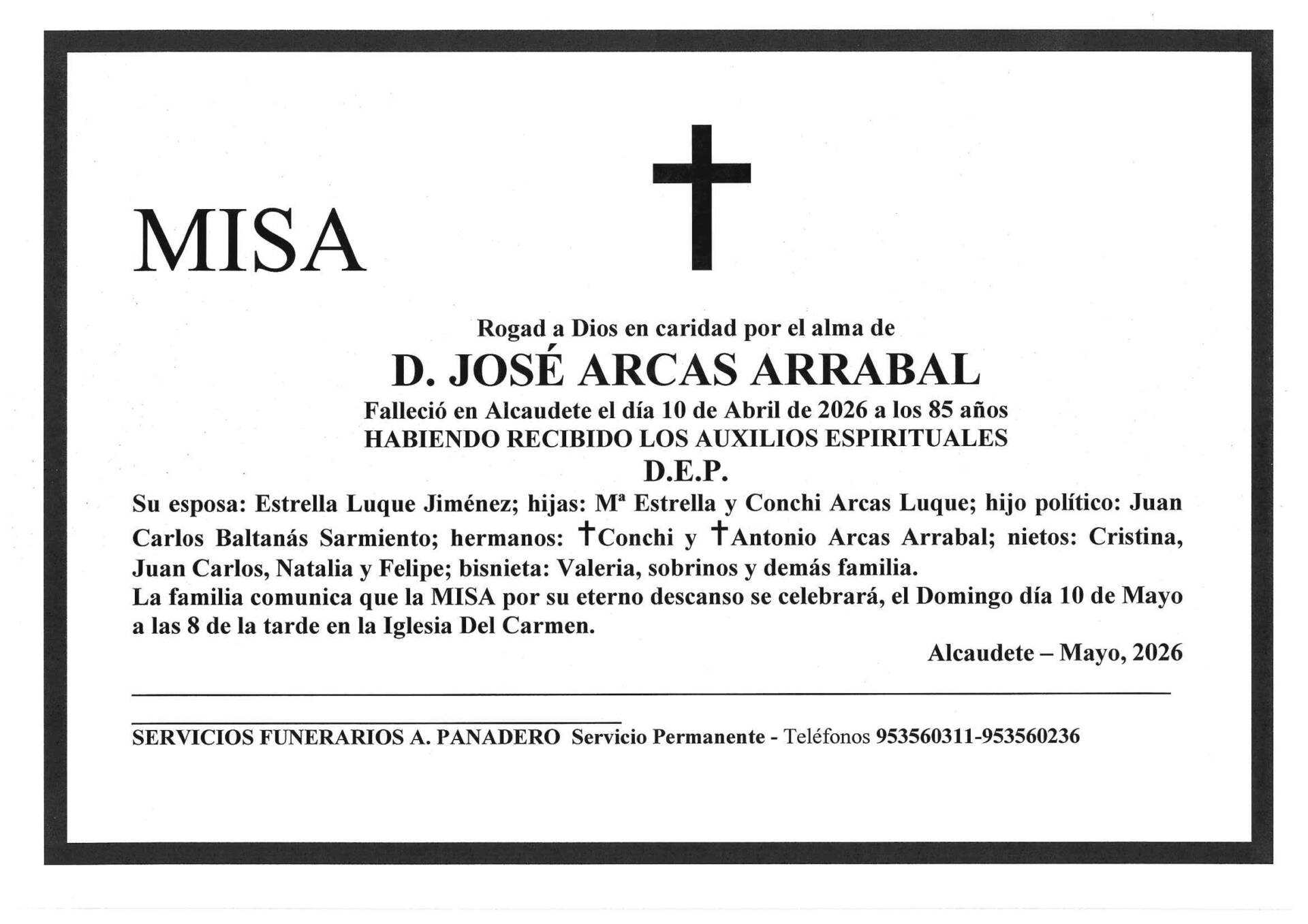 Misa de D. José Arcas Arrabal