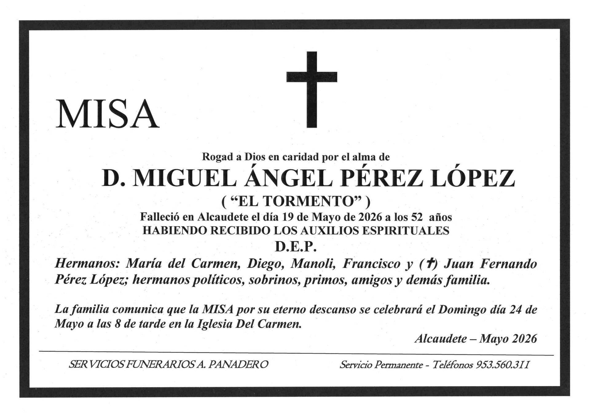 MISA DE D. MIGUEL ANGEL PEREZ LOPEZ