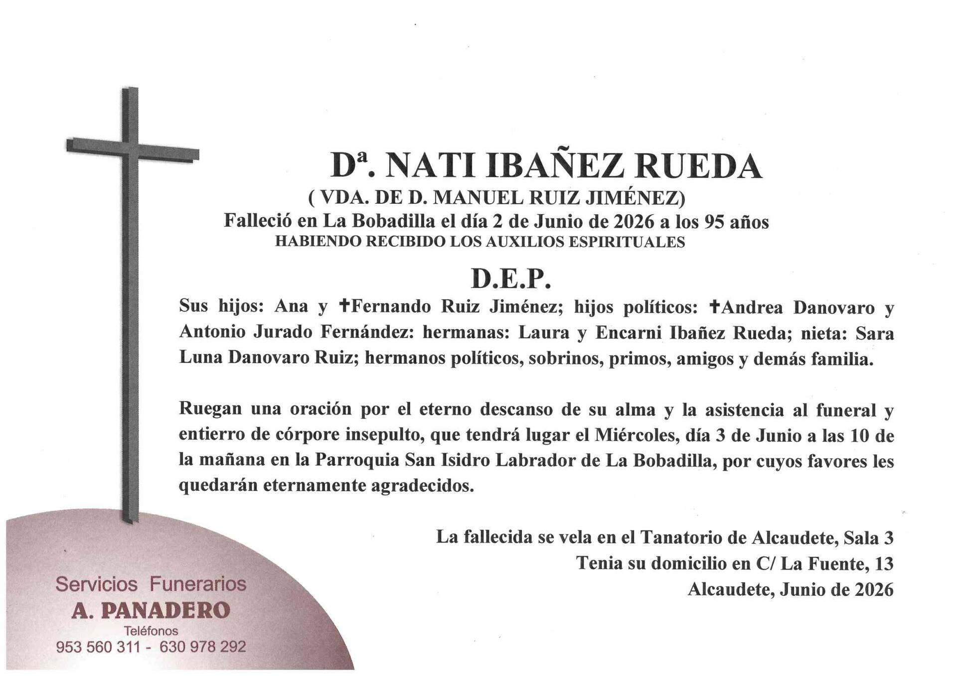 Entierro de Dª Nati Ibañez Rueda