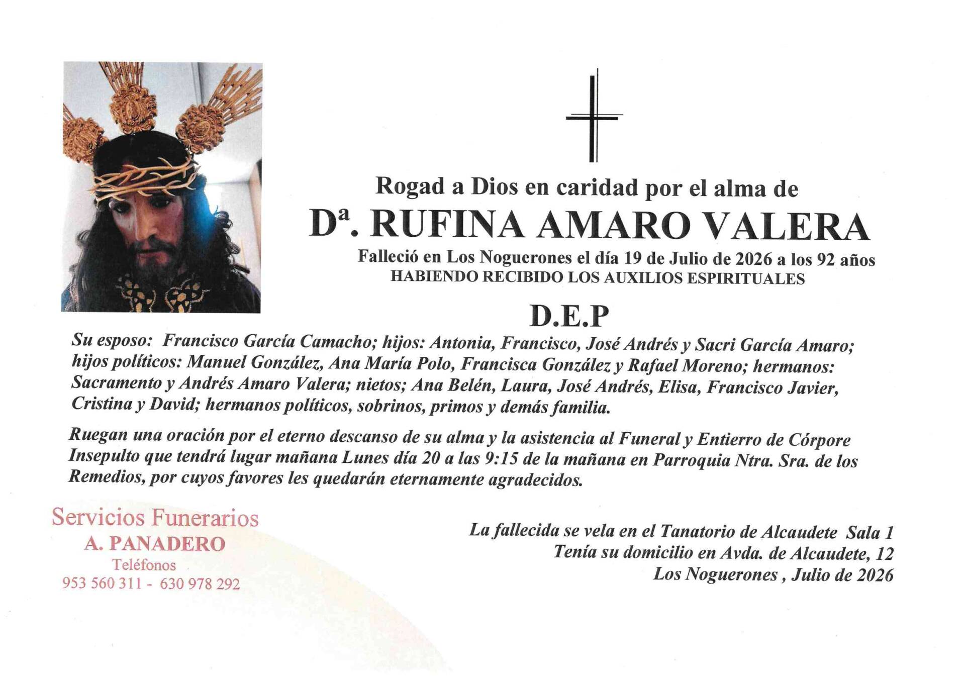 ENTIERRO DE Dª. RUFINA AMARO VALERA