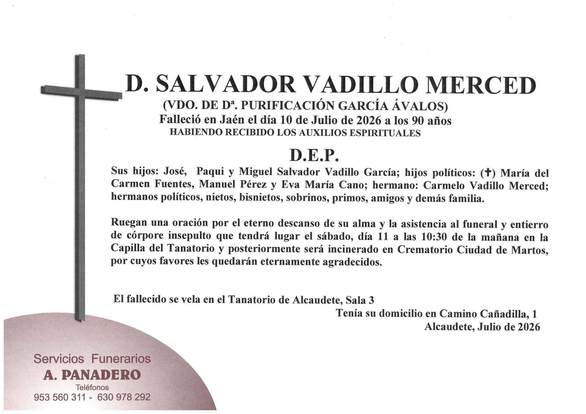 ENTIERRO DE D. SALVADOR VADILLO MERCED