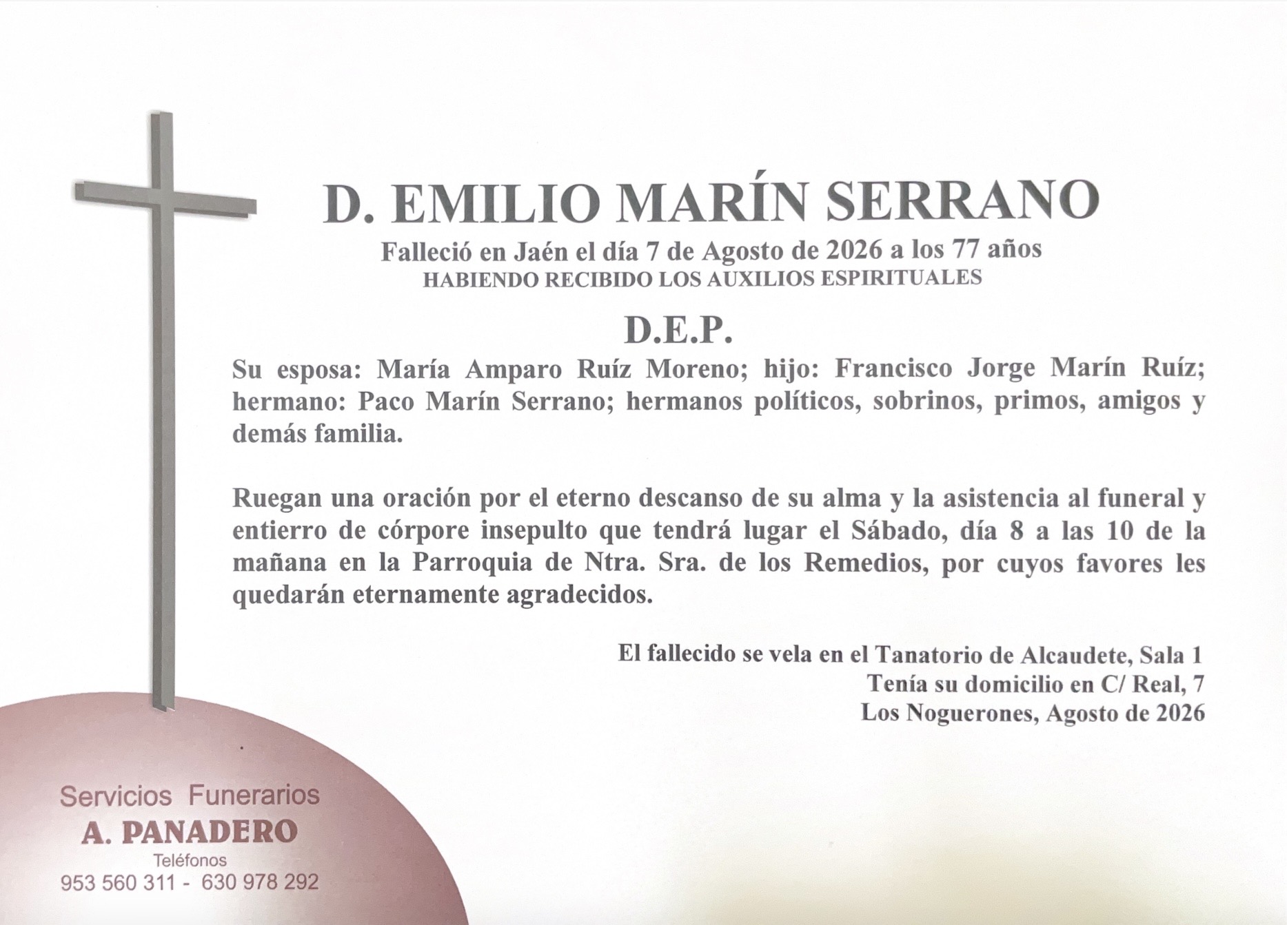 ENTIERRO DE D. EMILIO MARÍN SERRANO