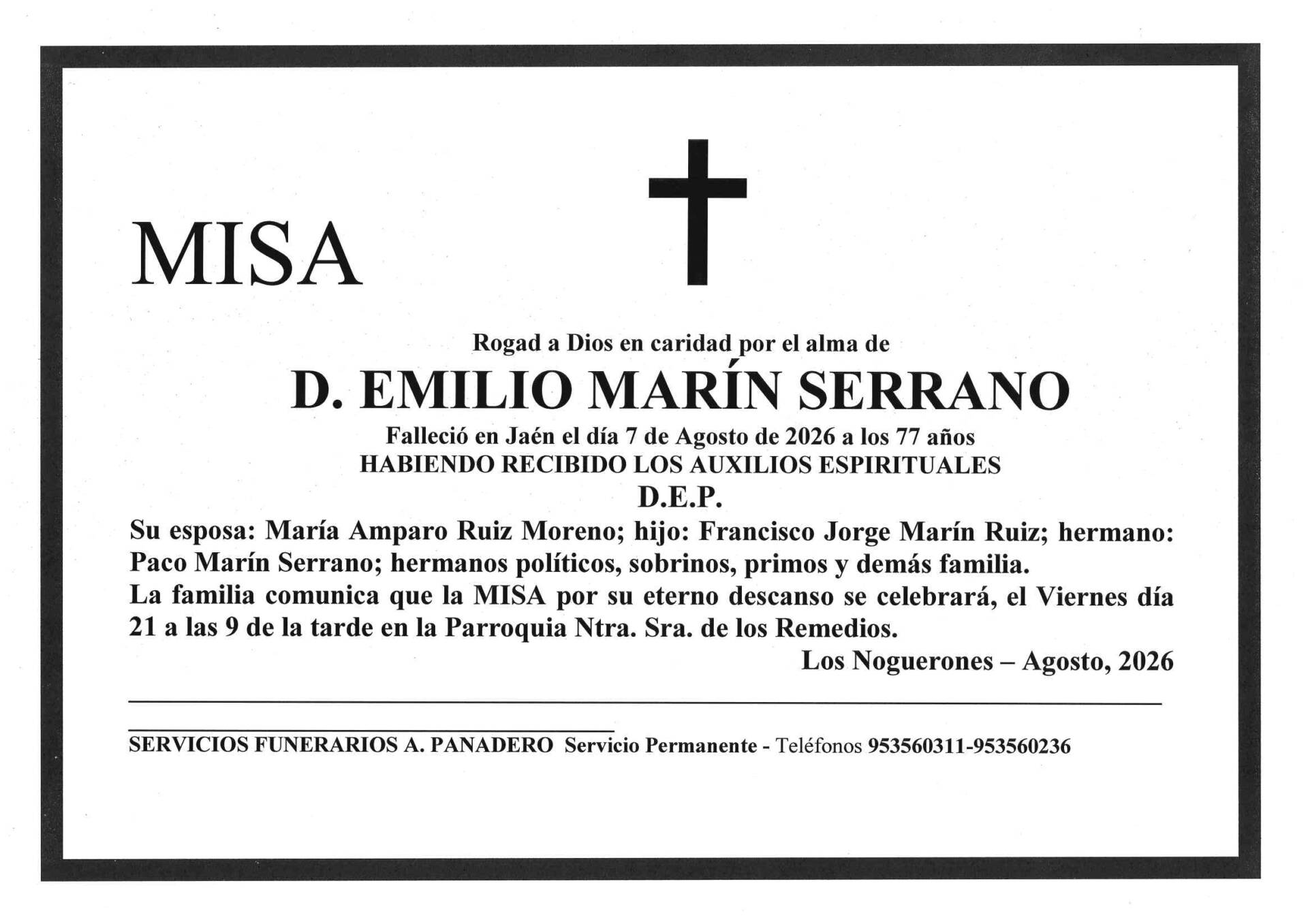 MISA DE D. EMILIO MARÍN SERRANO